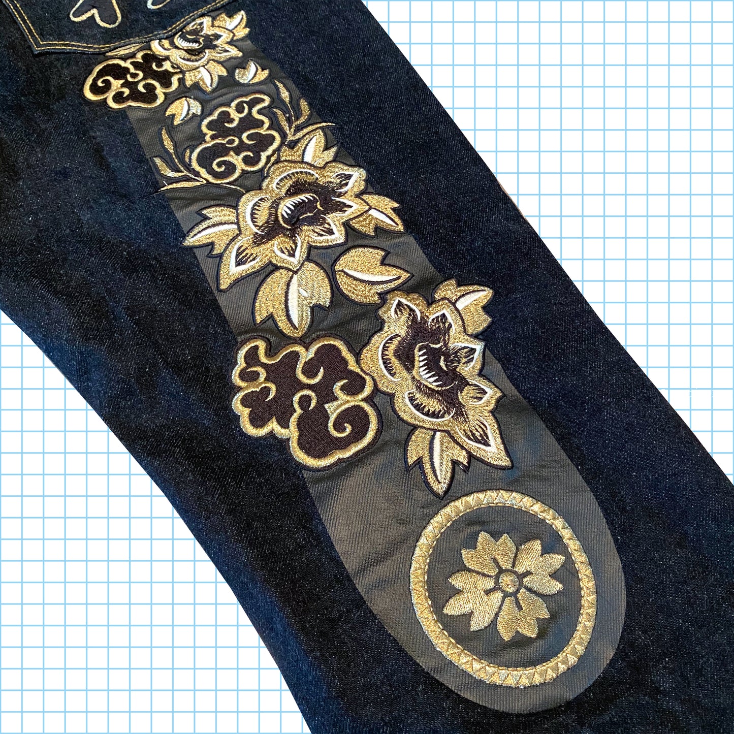 Jean en denim à lisière brodée coq édition 185/380 Evisu Collectors