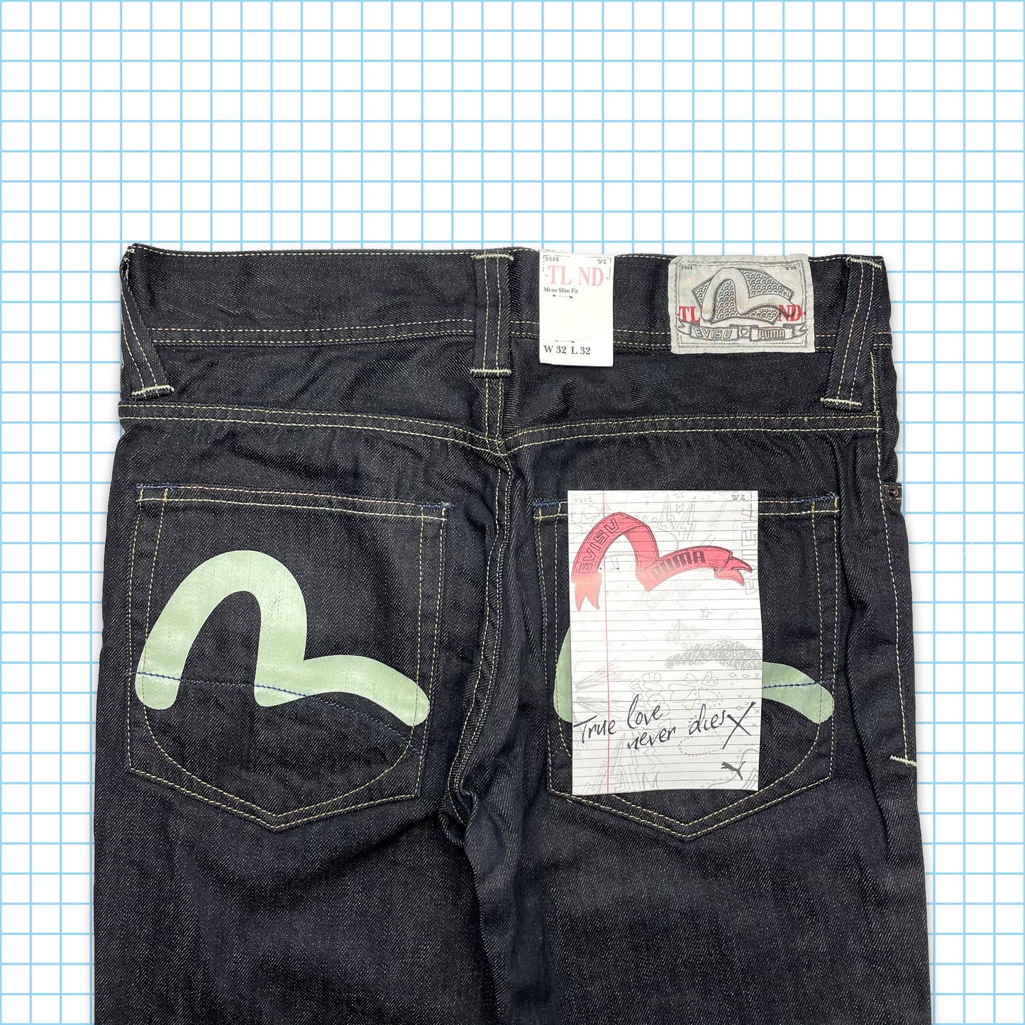 Evisu x Puma Midnight Navy Painted Gull Denim 06' - 32" Waist