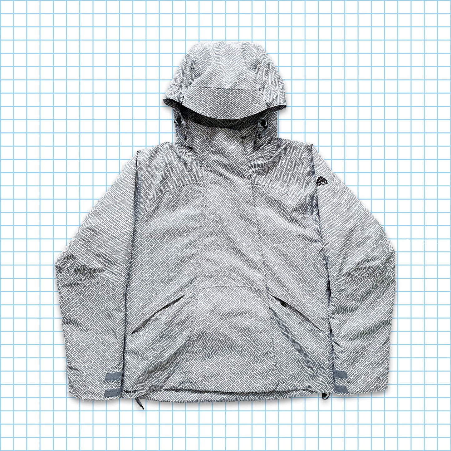Vintage Nike ACG Aztek Grey/White Padded Jacket Fall 08' - Extra Large