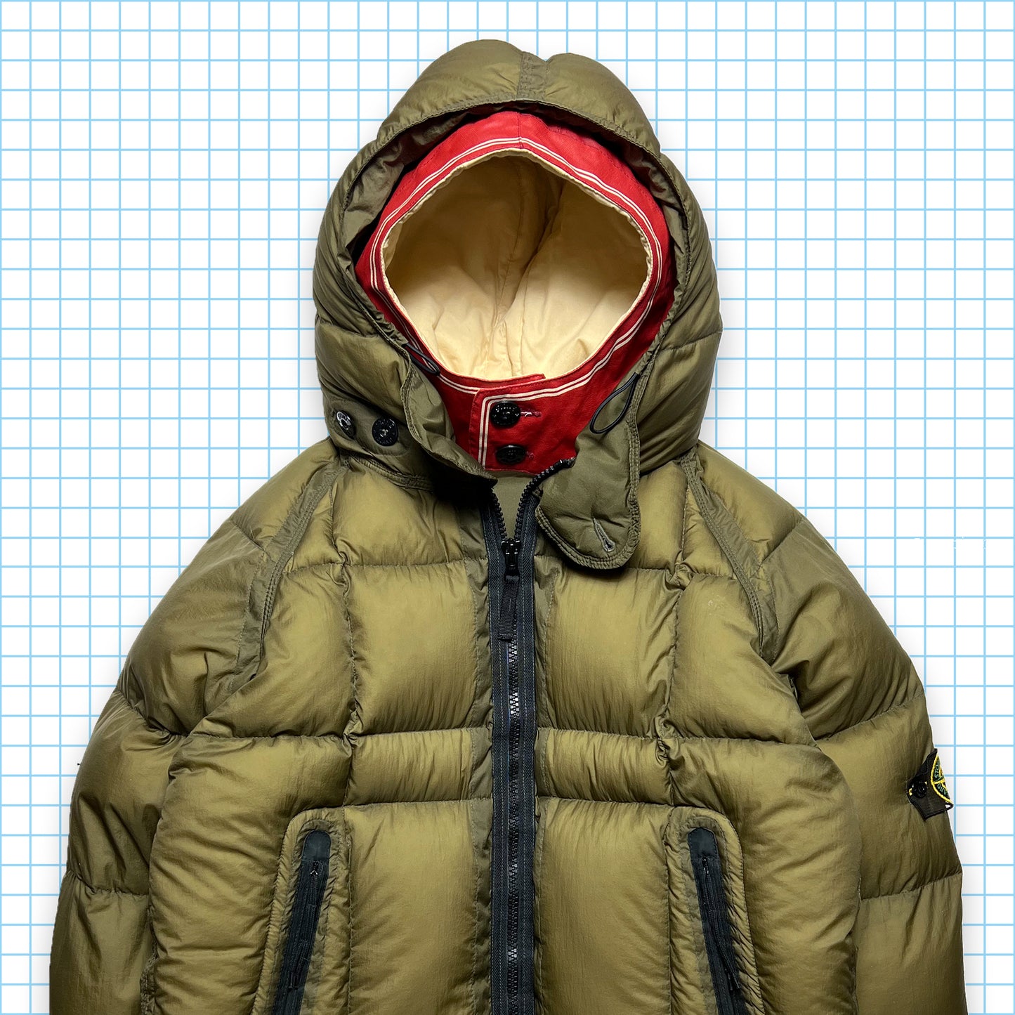 Stone Island Khaki Opaque Nylon Tela Goose Down AW06' - Extra Large