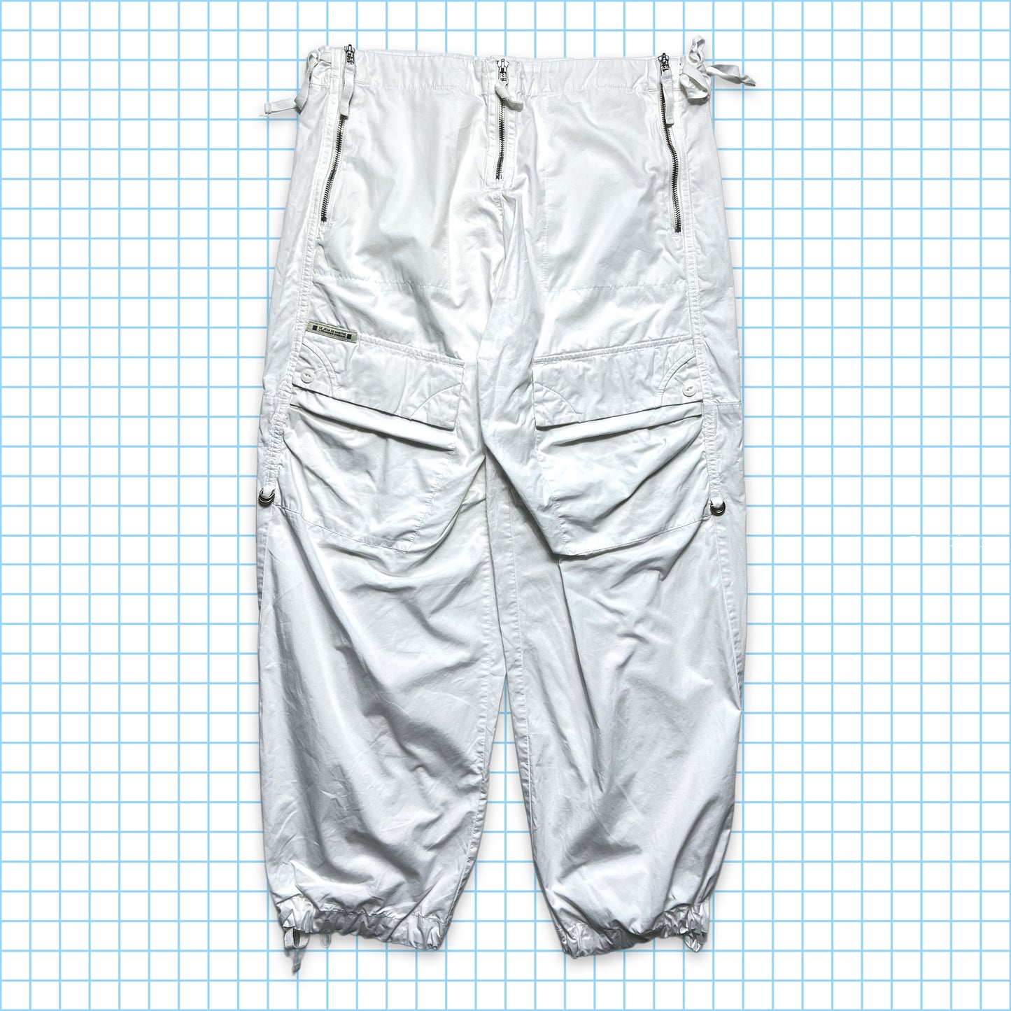 Marithe + Francois Girbaud Pure White Baggy Cargo Pant - 32" / 34" Waist