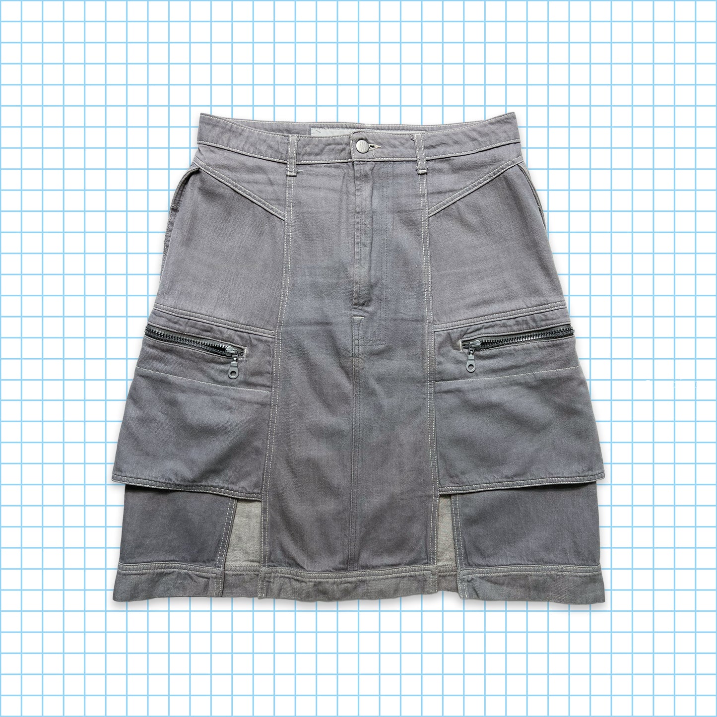 Marithé + François Girbaud Panelled Grey Skirt - Womens 10
