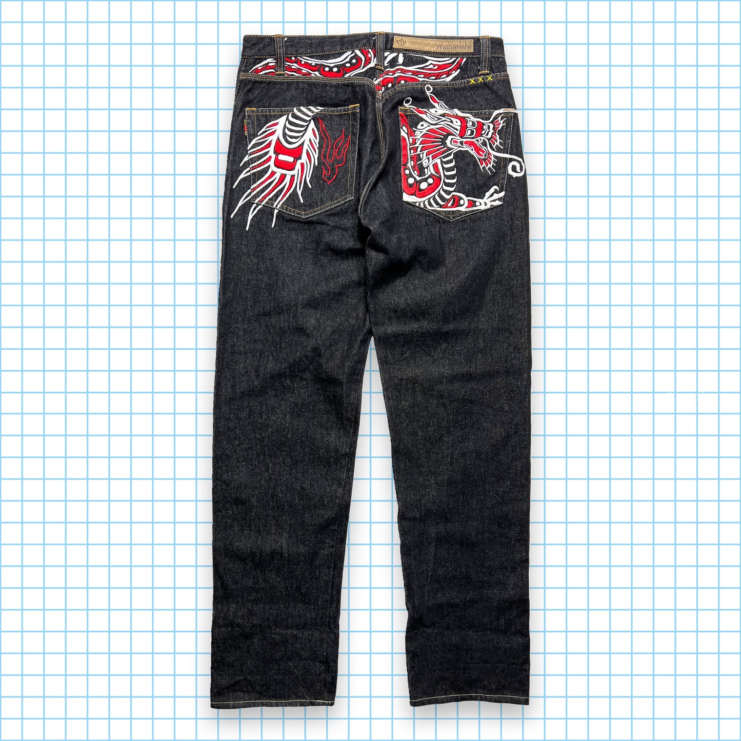 Vintage Maharishi Dragon Embroidered Selvedge Denim - 34" Waist