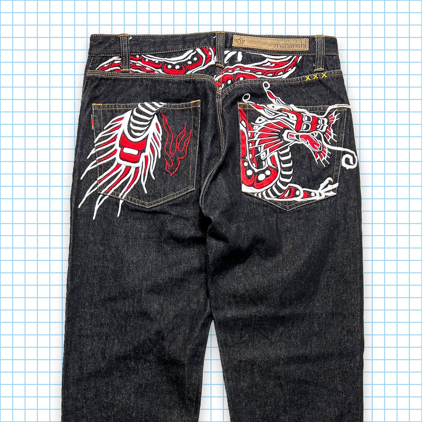 Vintage Maharishi Dragon Embroidered Selvedge Denim - 34" Waist