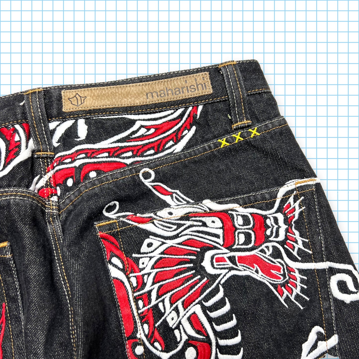 Vintage Maharishi Dragon Embroidered Selvedge Denim - 34" Waist