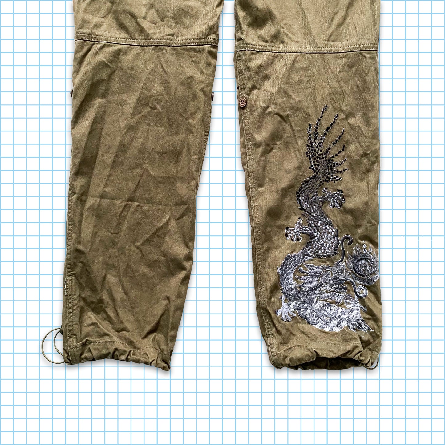 Snopants brodés dragon kaki Maharishi - Petit