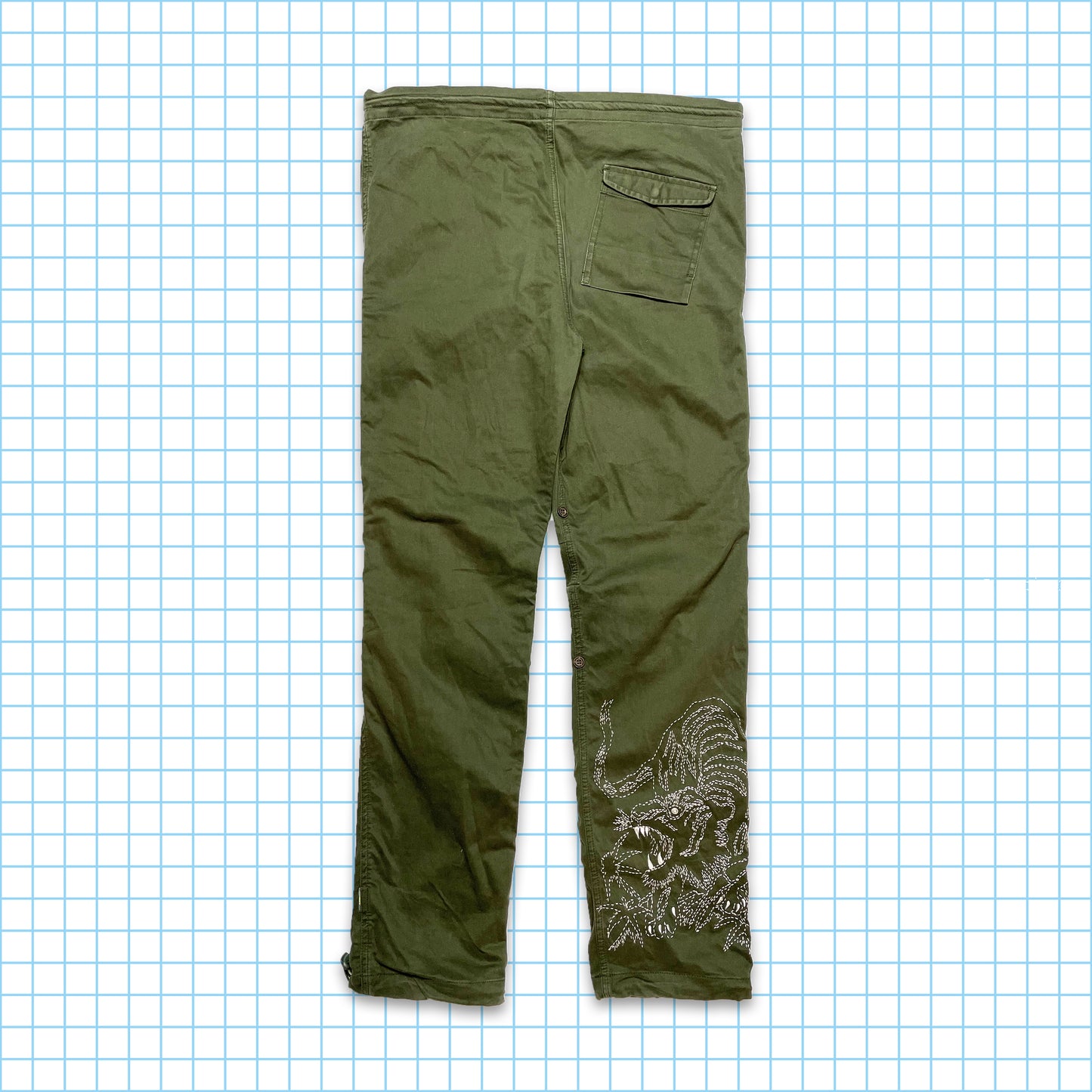 Maharishi White Stitch Tiger Embroidered Snopants - 28" / 30" Waist