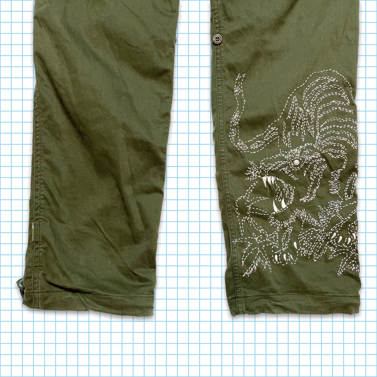 Maharishi White Stitch Tiger Embroidered Snopants - 28" / 30" Waist