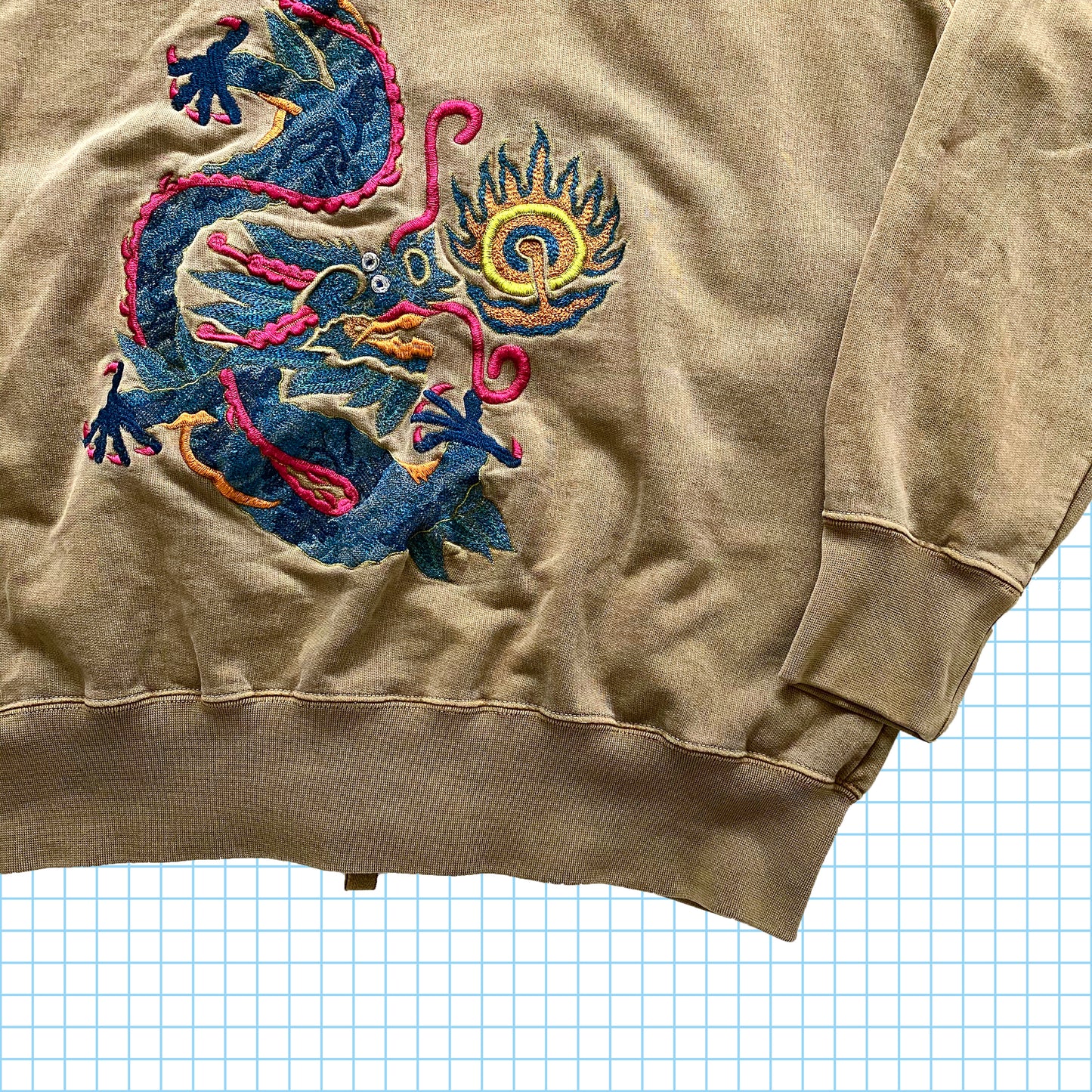 Maharishi Sunset Multi-Colour Dragon Embroidered Hoodie - Extra Large