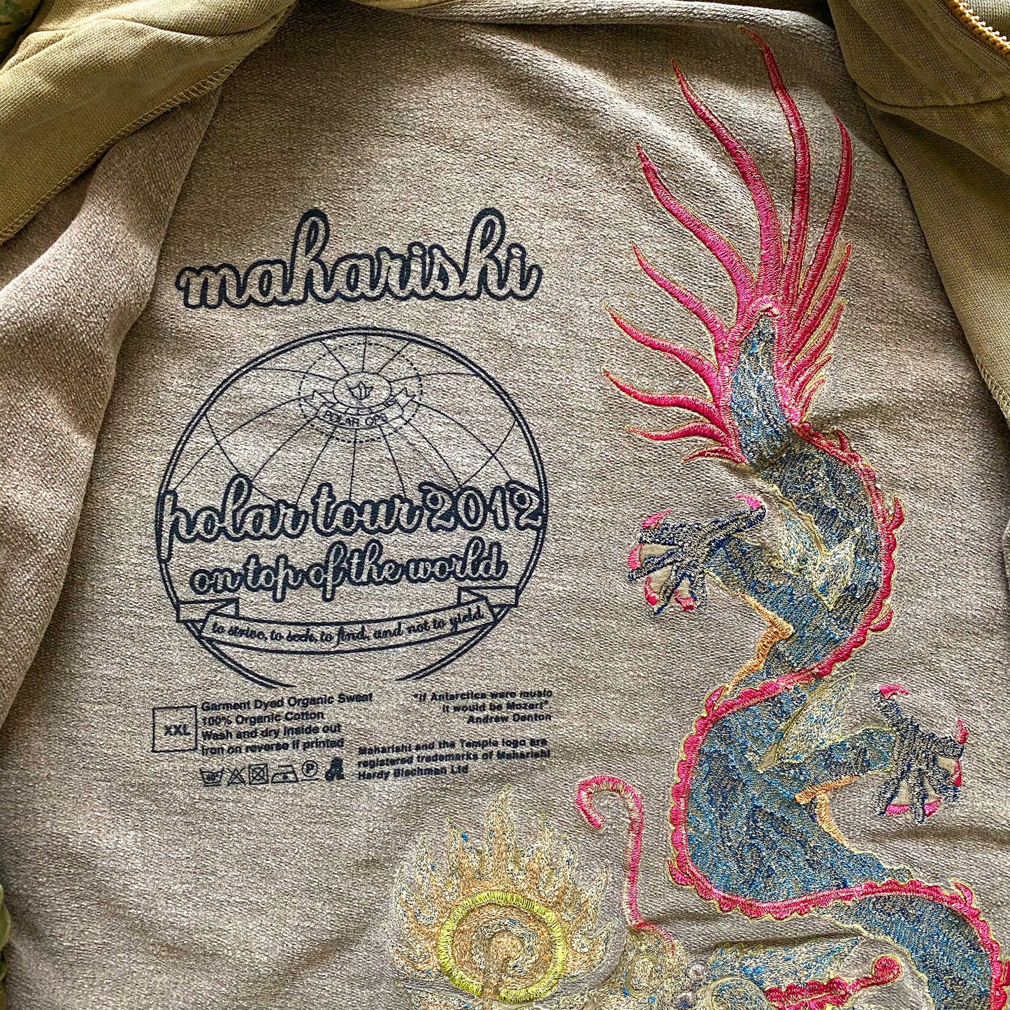 Maharishi Sunset Multi-Colour Dragon Embroidered Hoodie - Extra Large