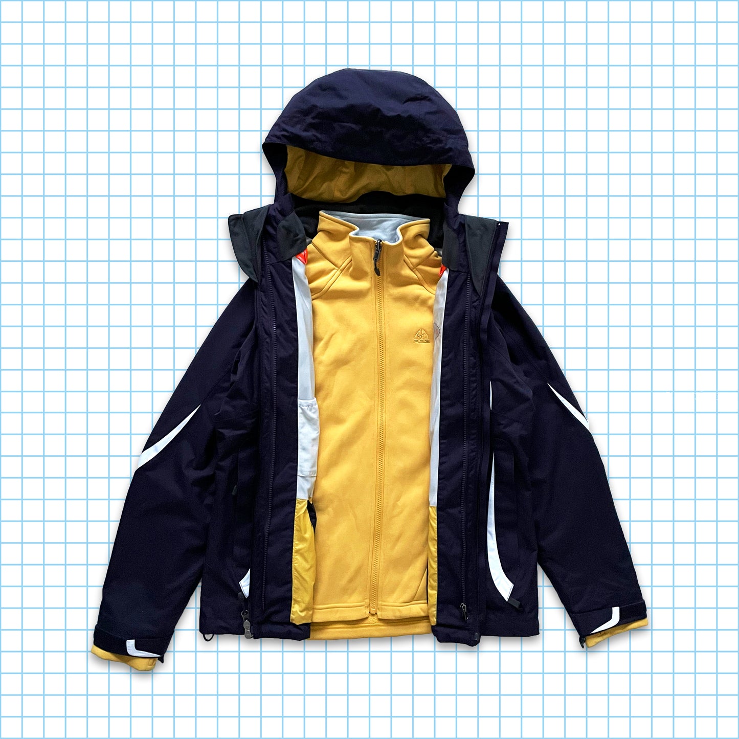 Vintage Nike ACG 2in1 Purple Tint/Yellow Padded Jacket - Medium