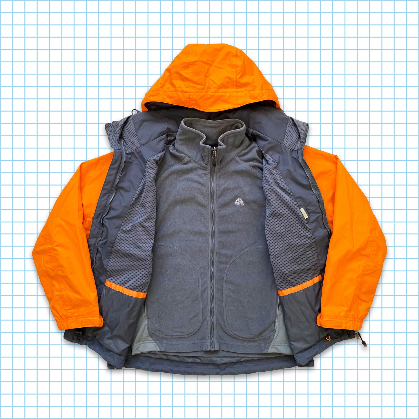 vintage Nike ACG 2in1 Veste rembourrée dégradé - Moyen / Grand