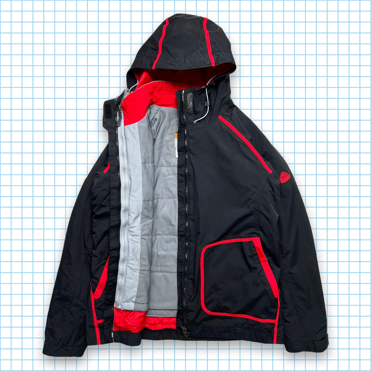 Nike ACG Red/Black Taped 2in1 Technical Jacket - Medium