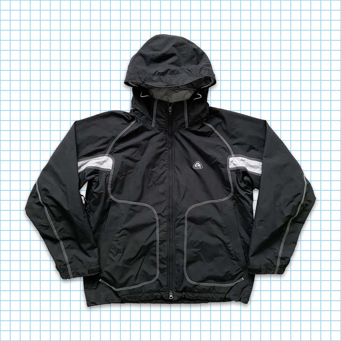 vintage Nike ACG Stealth Black Lines Heavy Jacket - Grand / Extra Large