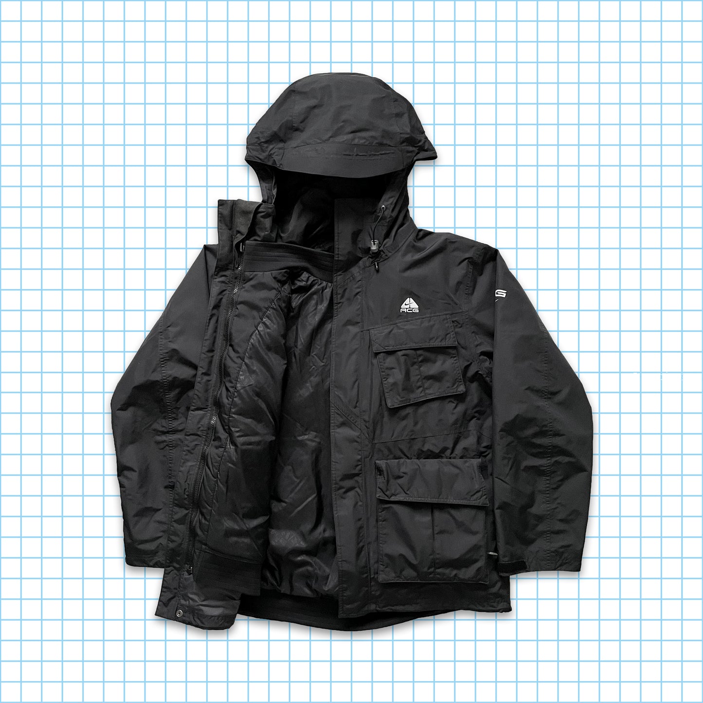 Vintage Nike ACG 2in1 Stealth Black Heavy Weight Multi Pocket - Large / Extra Large