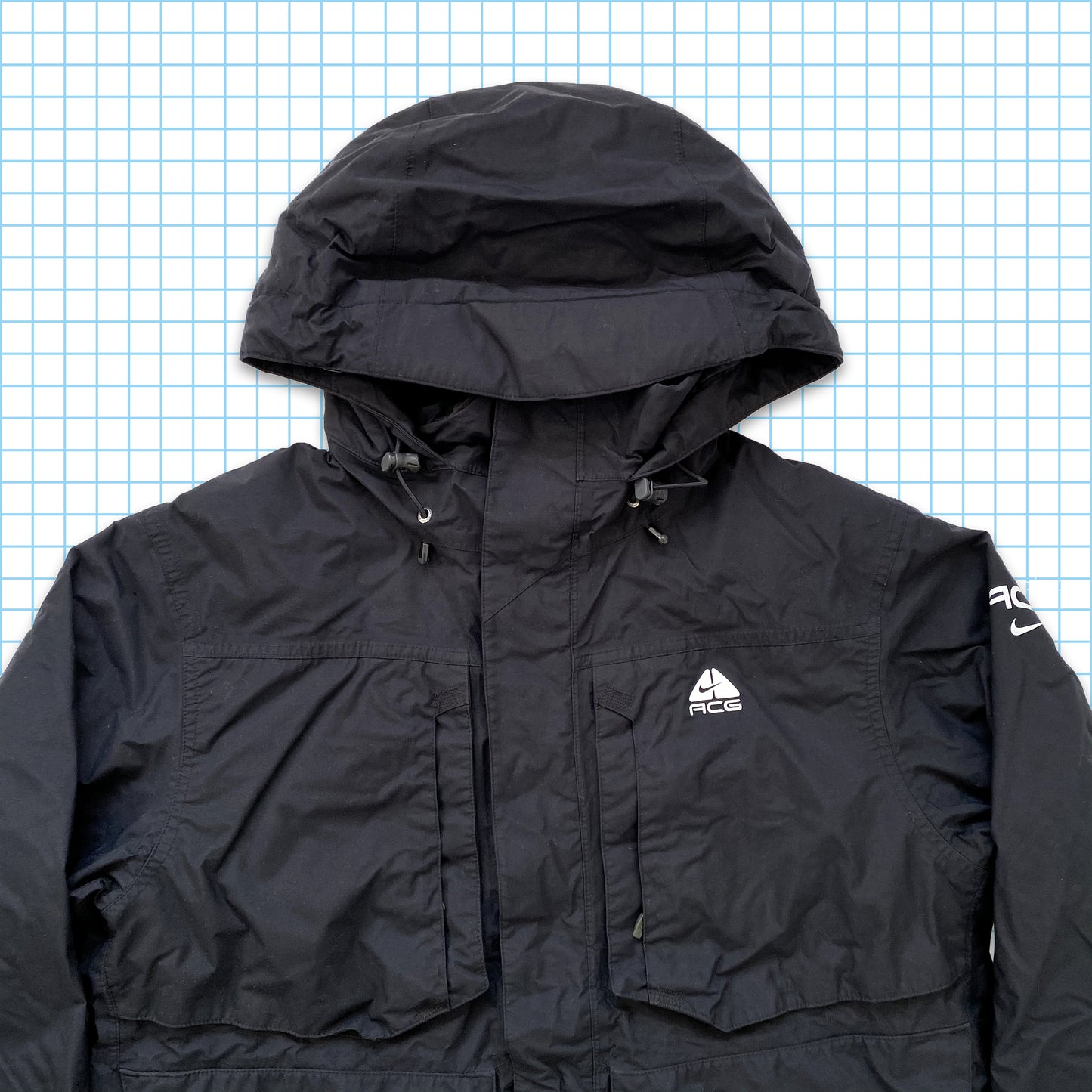 vintage Nike ACG Stealth Noir Poids Lourd Rembourré Multi Poche - Moyen / Grand