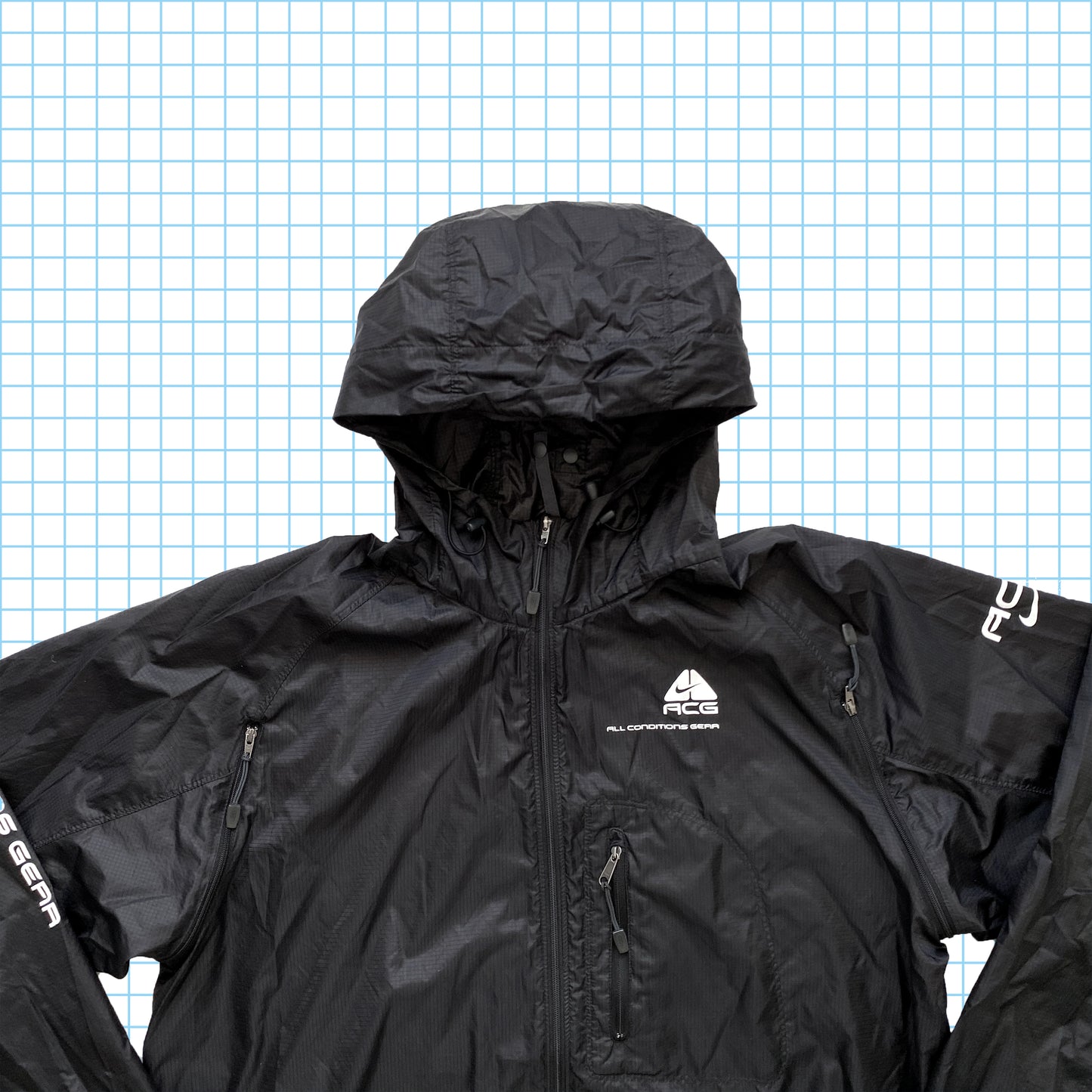 Vintage Nike ACG Stealth Black Semi Transparent Ripstop Jacket - Large