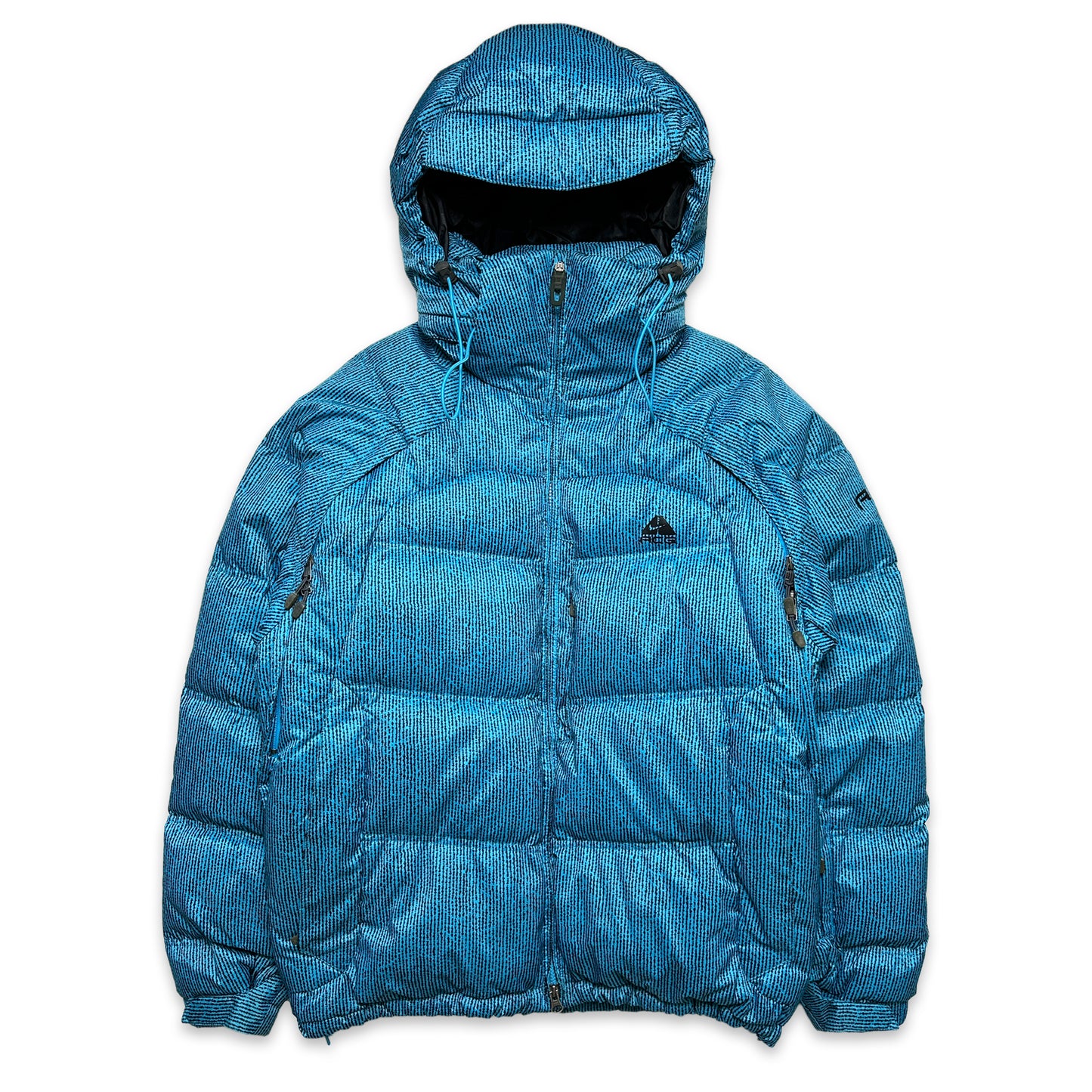 2008 Nike ACG Bright Blue Line Graphic Down Fill Puffer Jacket - Medium / Large