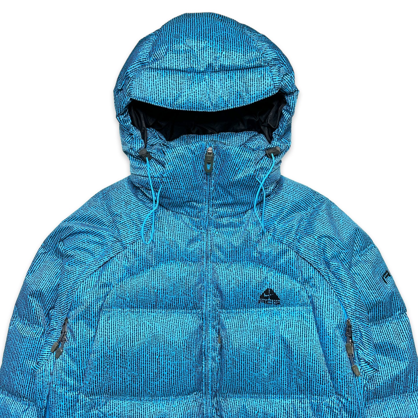 2008 Nike ACG Bright Blue Line Graphic Down Fill Puffer Jacket - Medium / Large