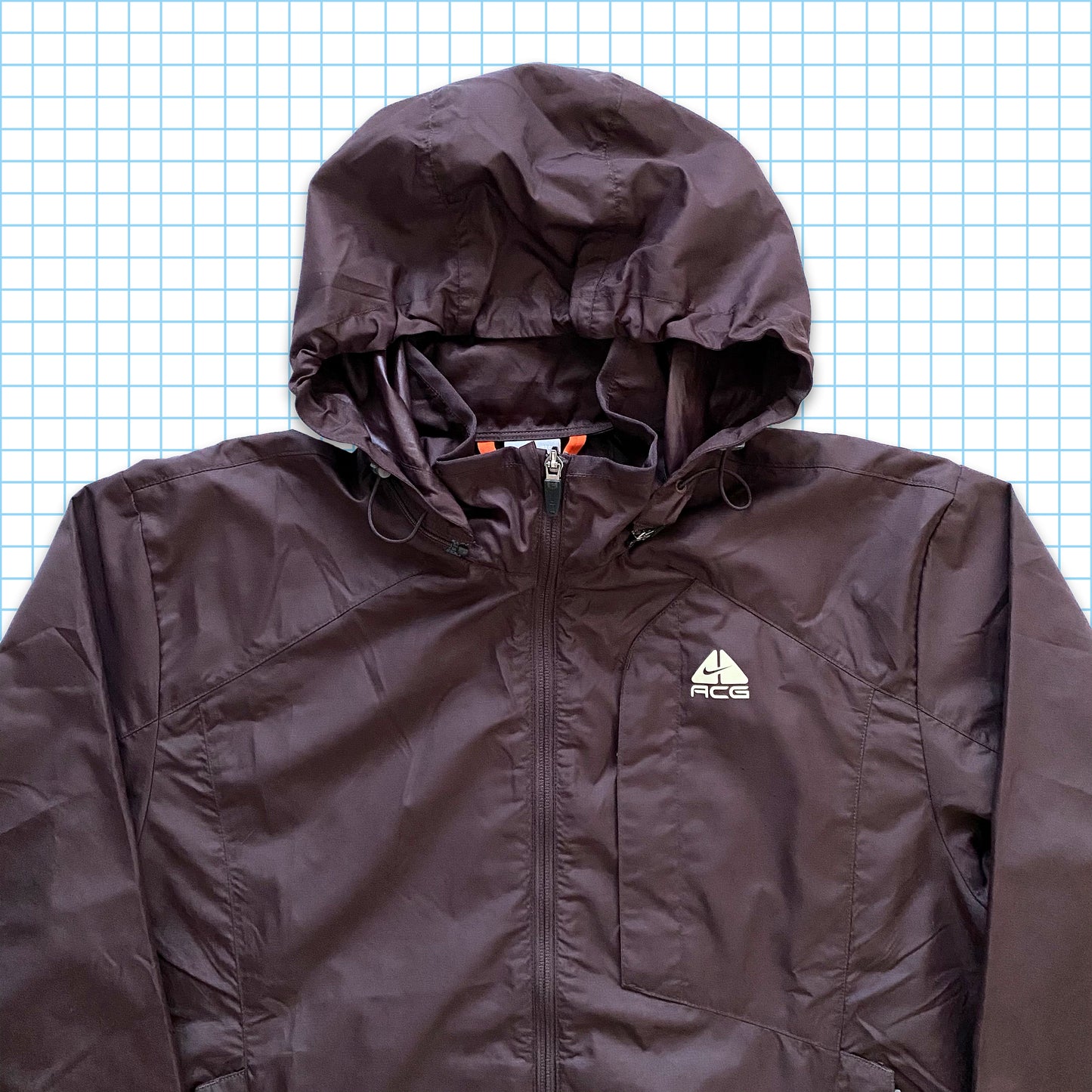 Vintage Nike ACG Brown Packable Hood Outer Shell - Large