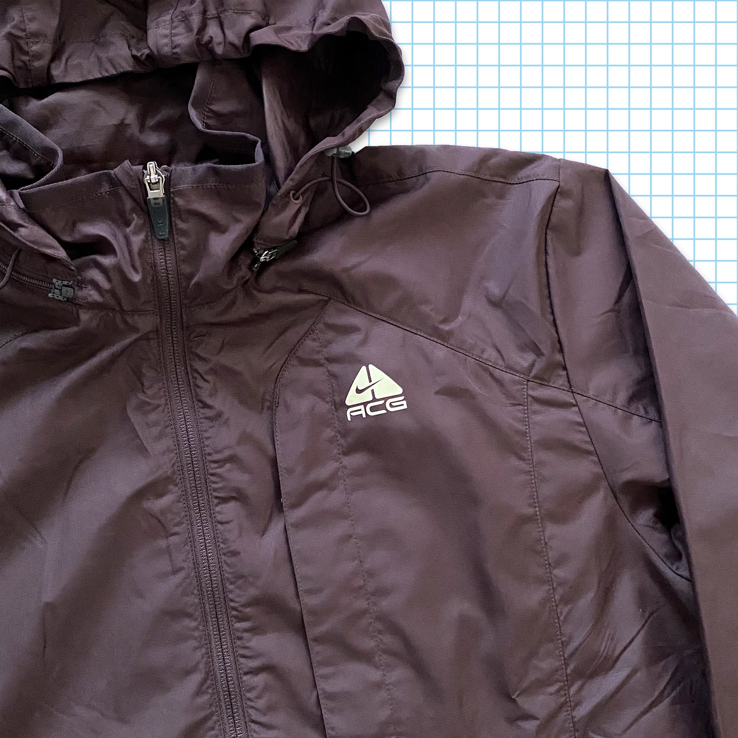 Vintage Nike ACG Brown Packable Hood Outer Shell - Large