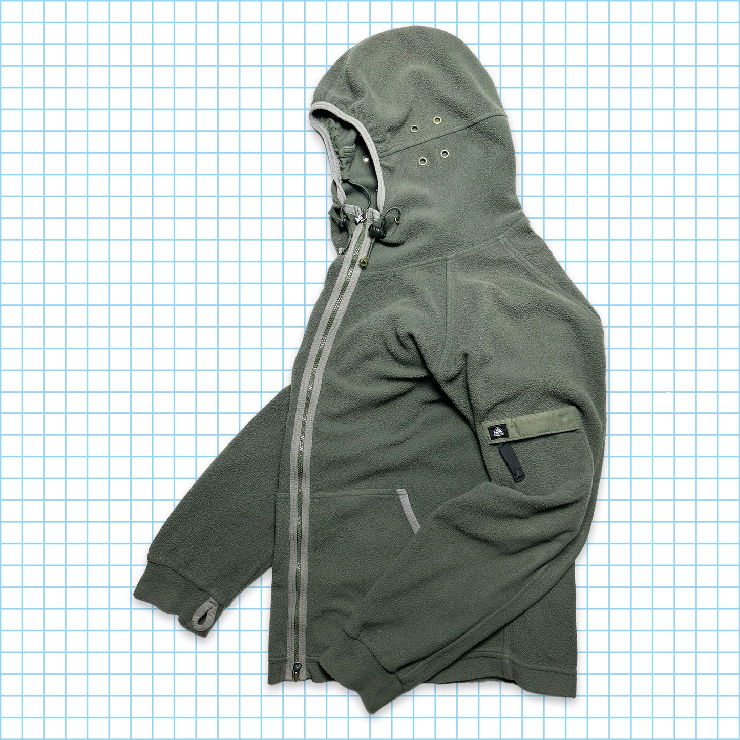 Nike ACG Green/Grey Headphone Ear Vent Zipped Hoodie - Extra Large / Extra Extra Large