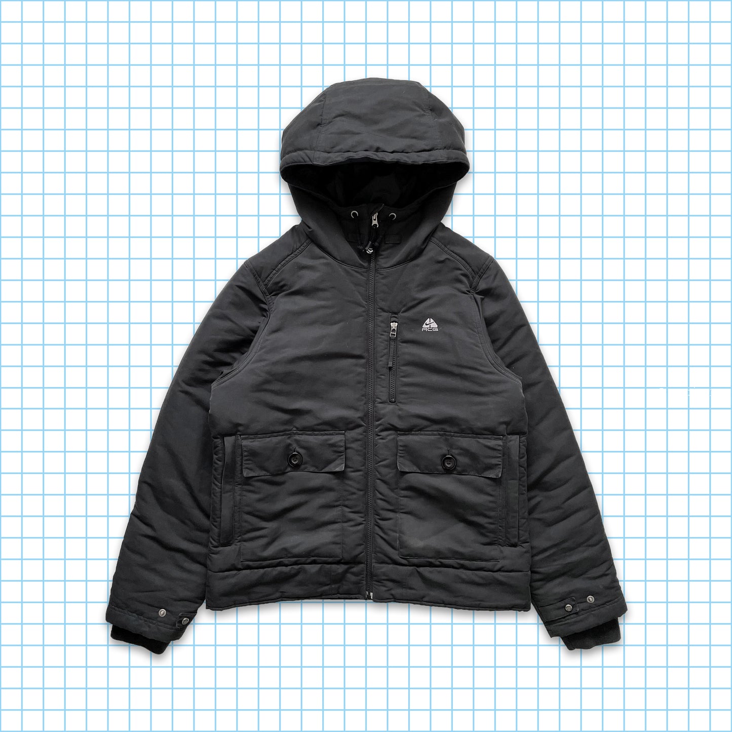 vintage Nike ACG Noir Soft Touch Cinq-Pocket Veste rembourrée - Moyenne / Grande