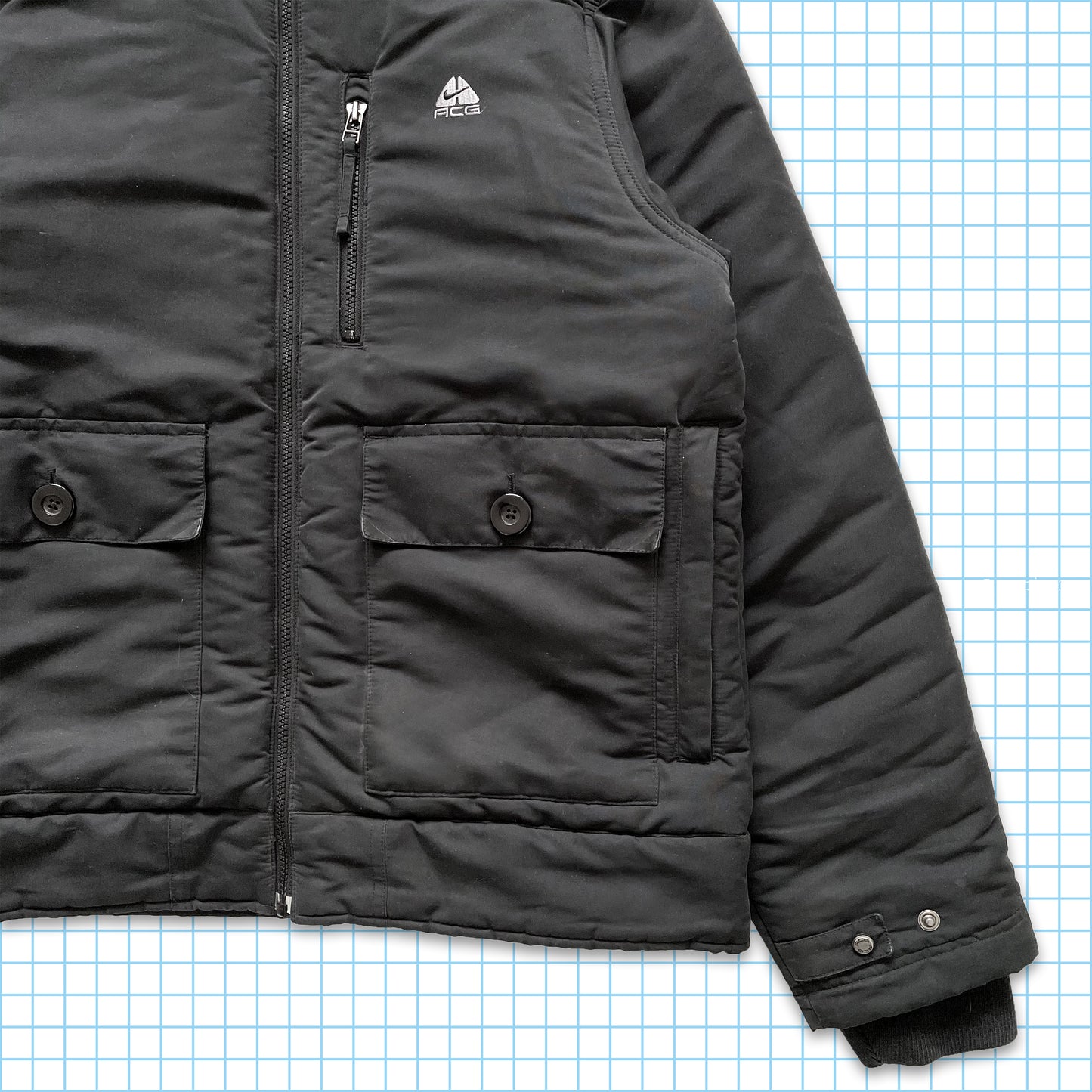 vintage Nike ACG Noir Soft Touch Cinq-Pocket Veste rembourrée - Moyenne / Grande