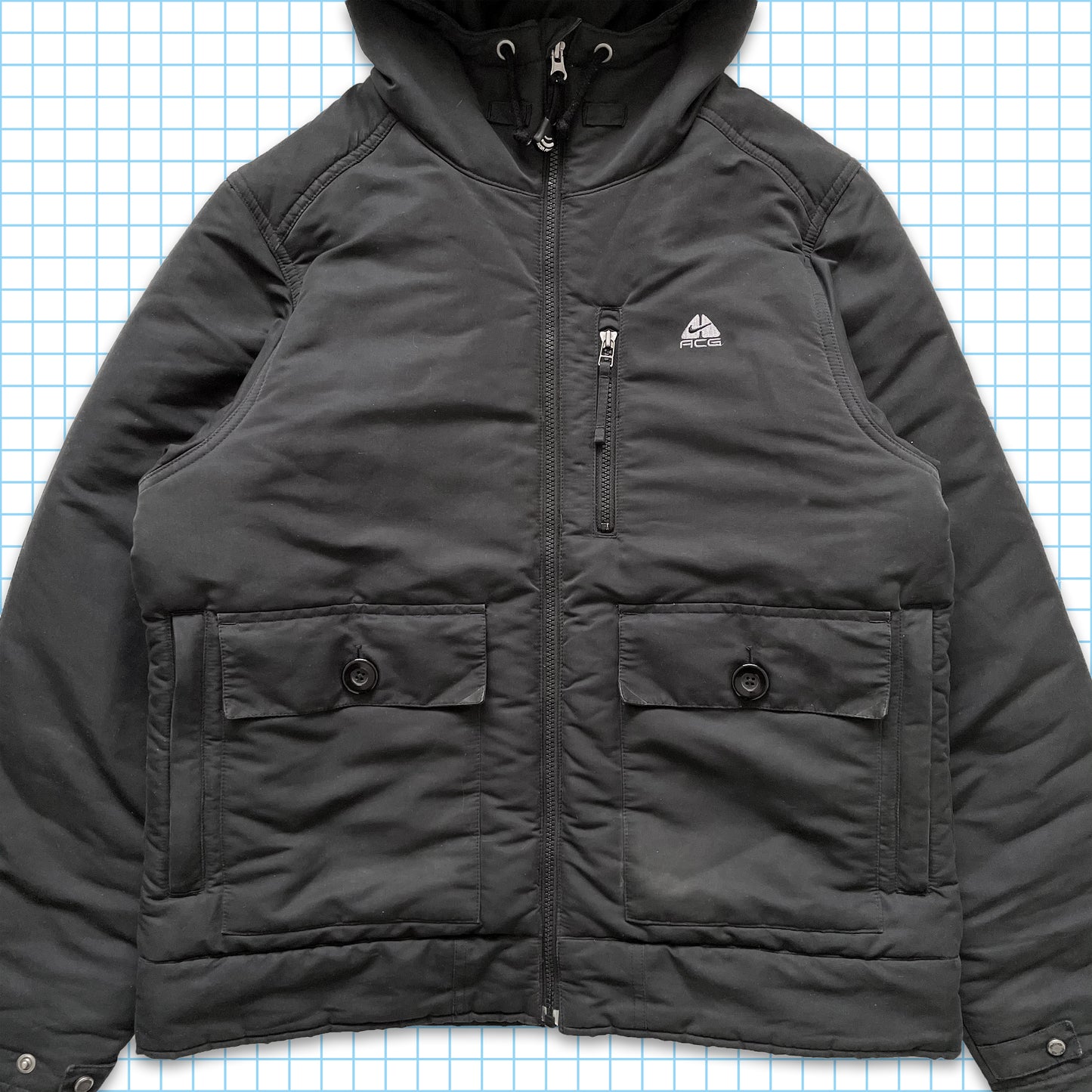 vintage Nike ACG Noir Soft Touch Cinq-Pocket Veste rembourrée - Moyenne / Grande