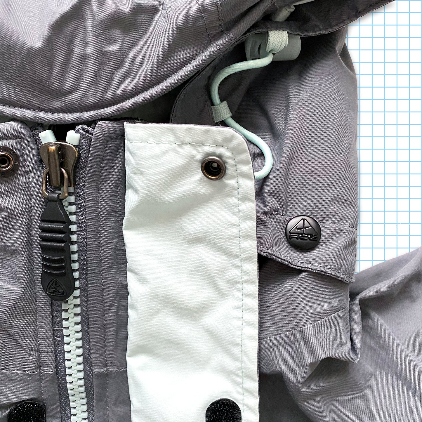 veste de ski vintage Nike ACG Grey Ice rembourrée poids lourd - Moyen / Grand