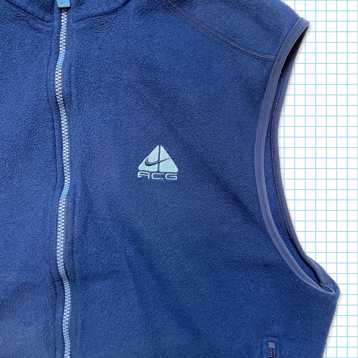 Vintage Nike ACG Royal Blue Fleece Vest - Extra Large