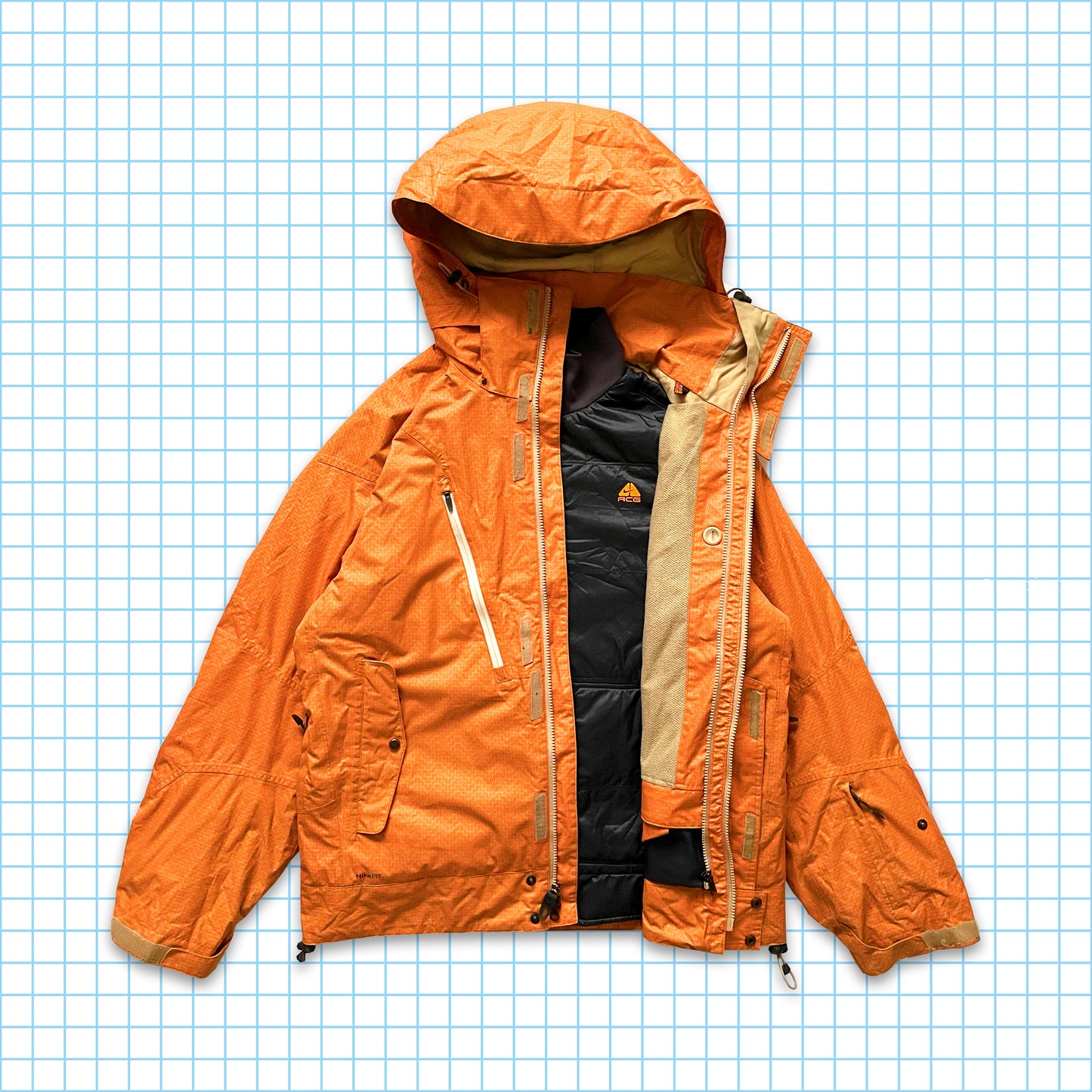 Vintage Nike ACG 2in1 Orange Technical Jacket - Large