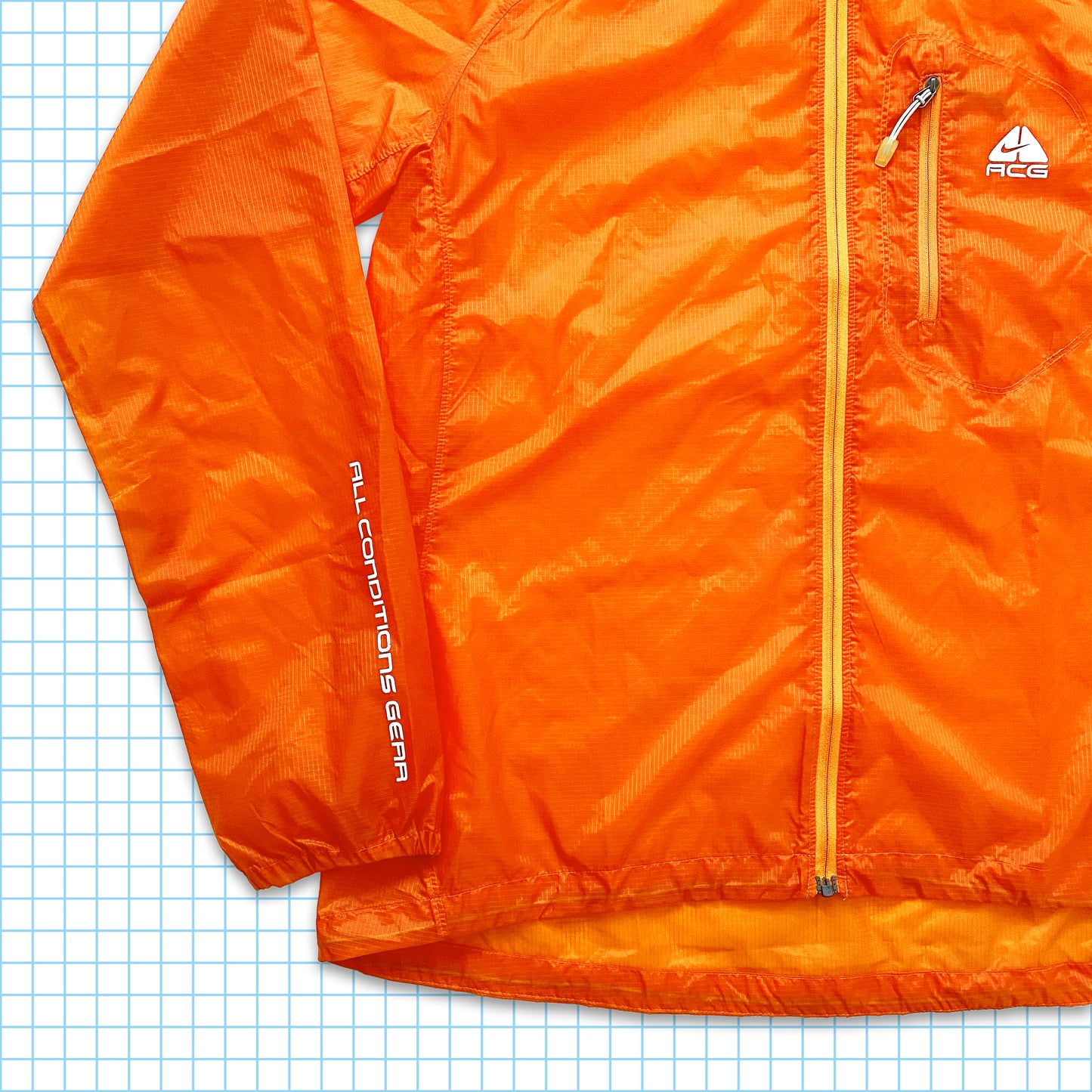 Vintage Nike ACG Bright Orange Semi Transparent Ripstop Jacket - Extra Large