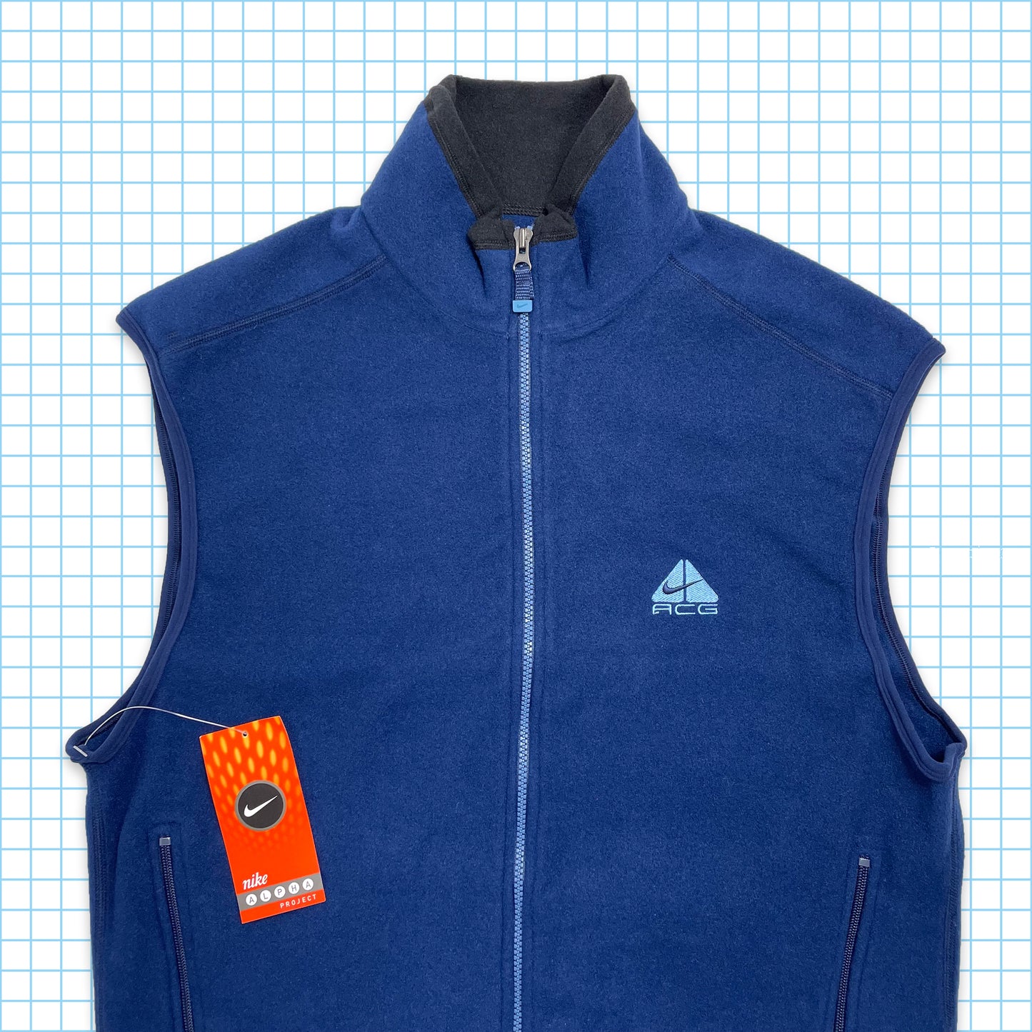 Vintage Nike ACG Royal Blue Fleece Vest - Extra Large