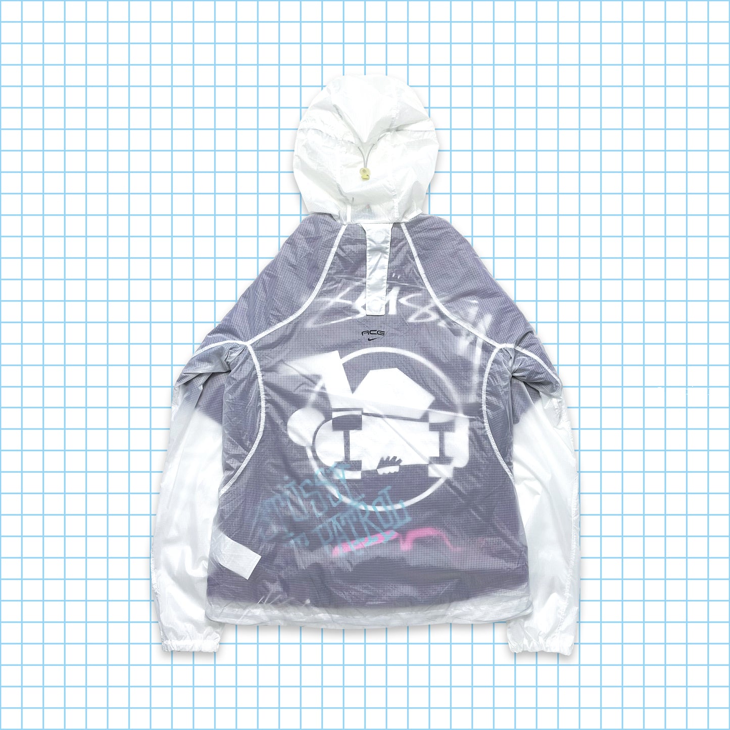 Nike ACG White Semi Transparent MP3 Ripstop Jacket - Small