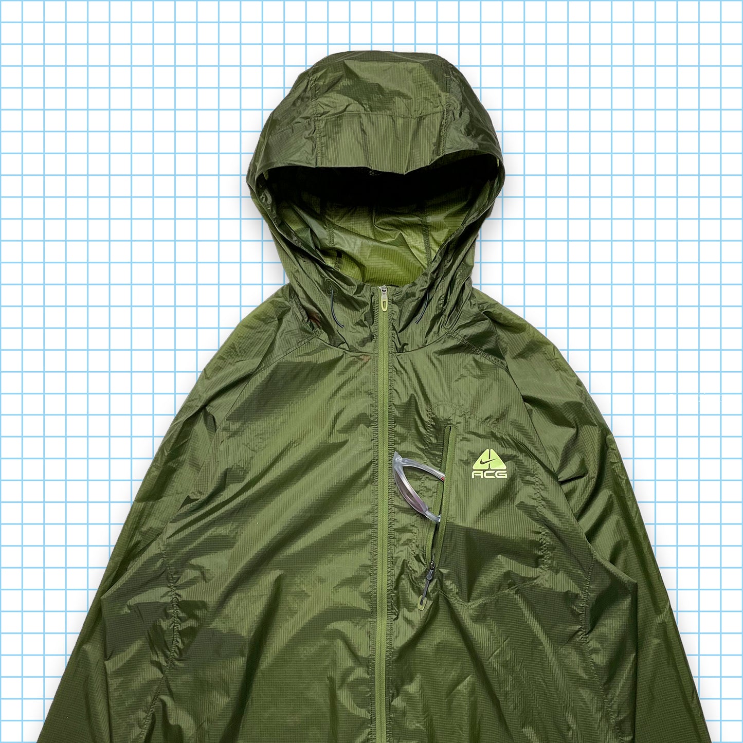 Nike ACG Green Semi Transparent Ripstop Jacket - Large