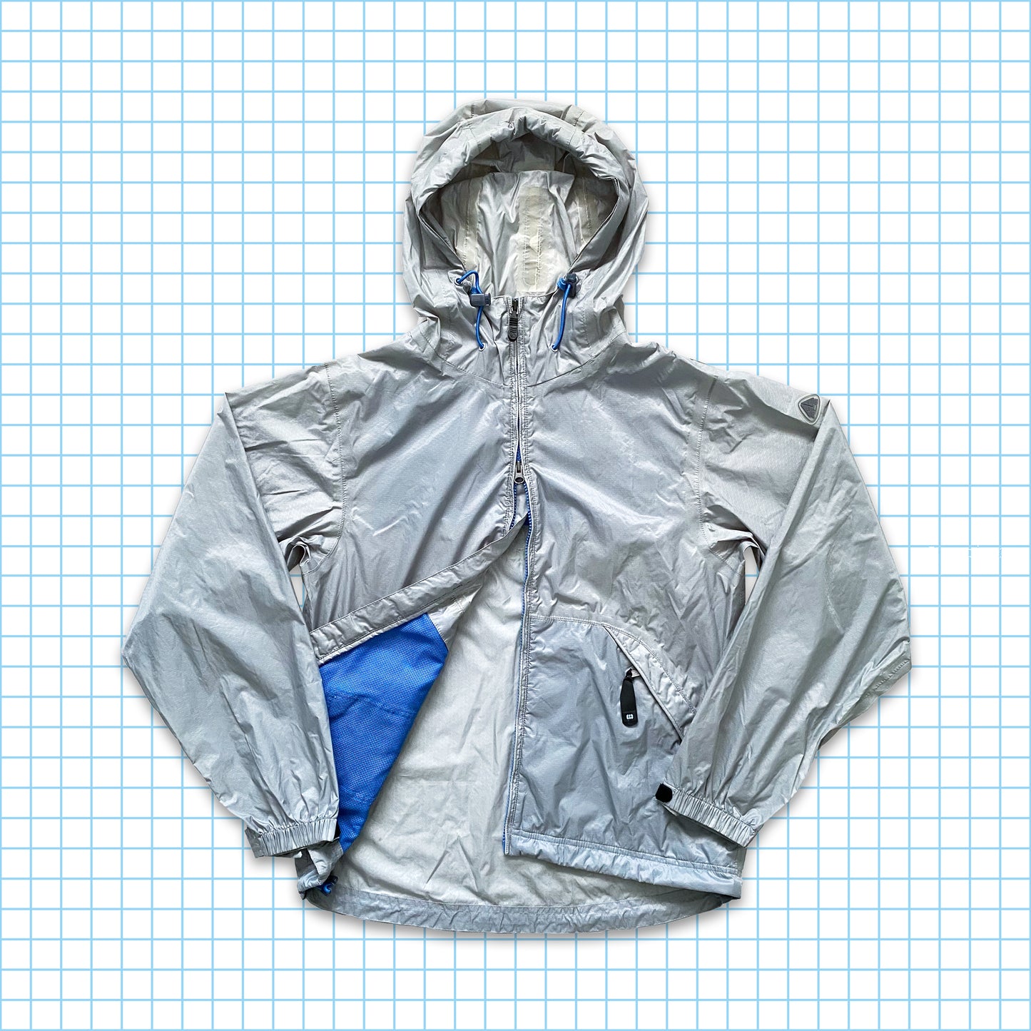 Vintage Nike ACG Argent/Bleu Rip Stop Coque Extérieure - Moyen