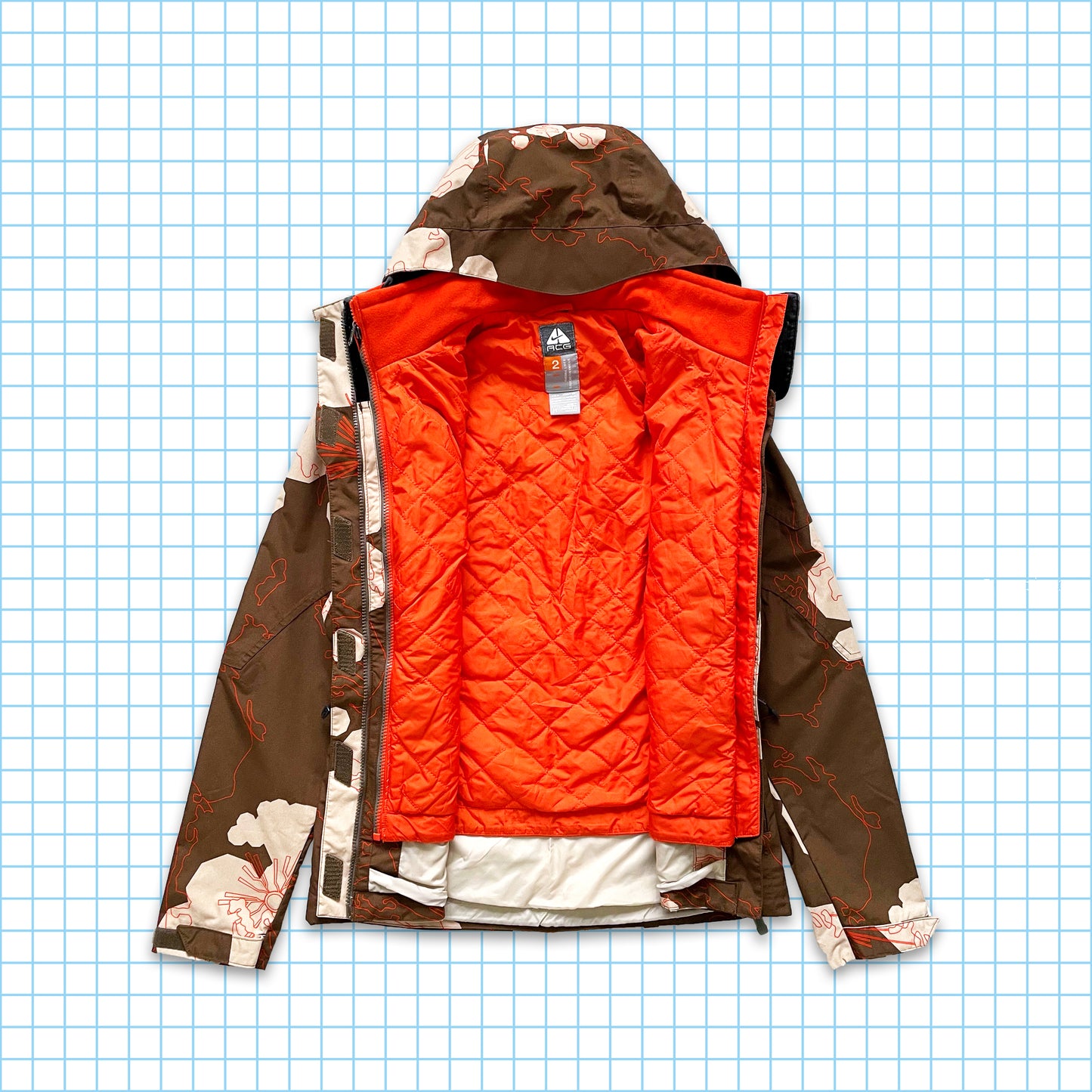 Vintage Nike ACG 2in1 Abstract Outline Heavy Padded Jacket - Small / Medium
