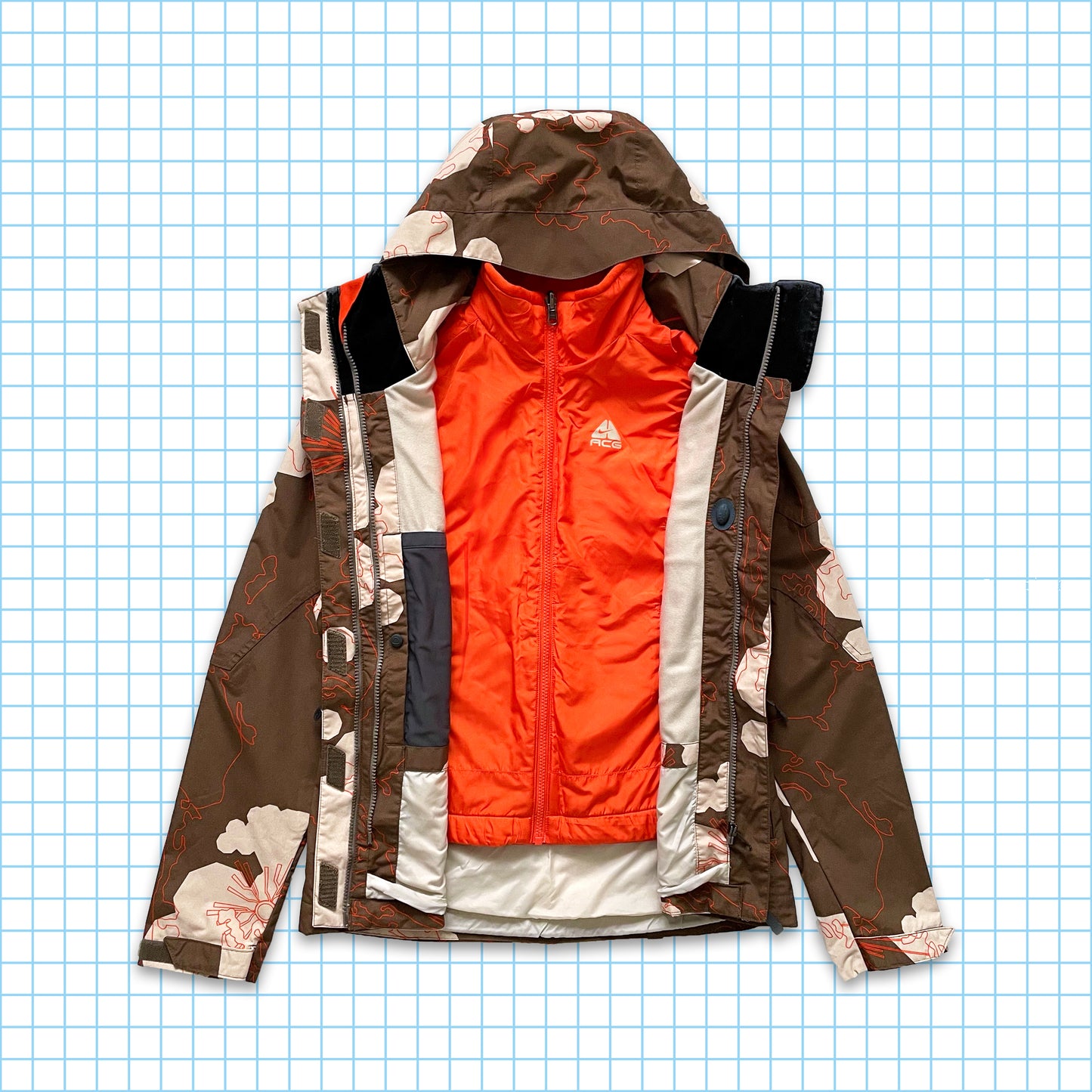 Vintage Nike ACG 2in1 Abstract Outline Heavy Padded Jacket - Small / Medium