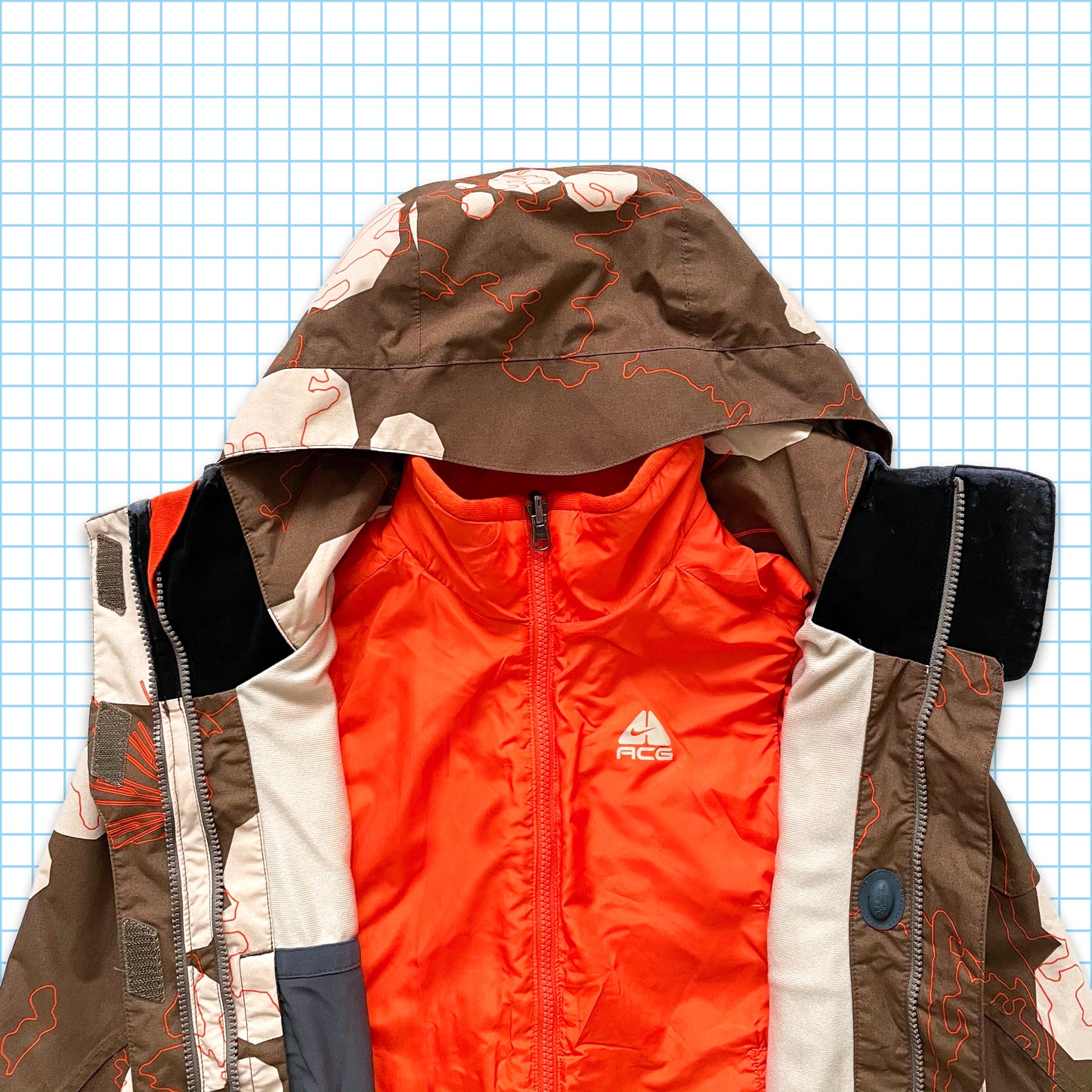 Vintage Nike ACG 2in1 Abstract Outline Heavy Padded Jacket - Small / Medium