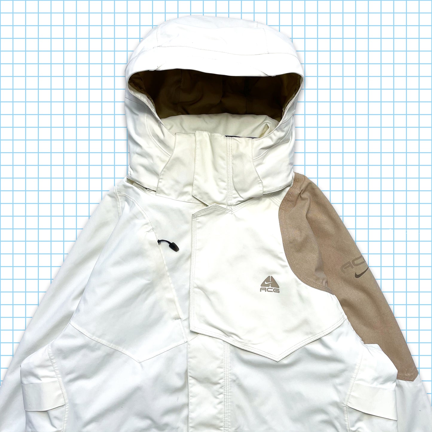 vintage Nike ACG Off White/Beige Multi Pocket Veste rembourrée technique - Large / Extra Large