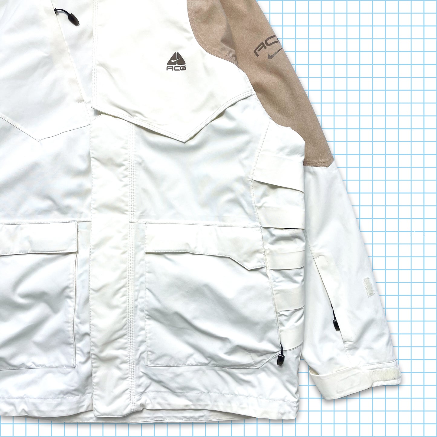 vintage Nike ACG Off White/Beige Multi Pocket Veste rembourrée technique - Large / Extra Large