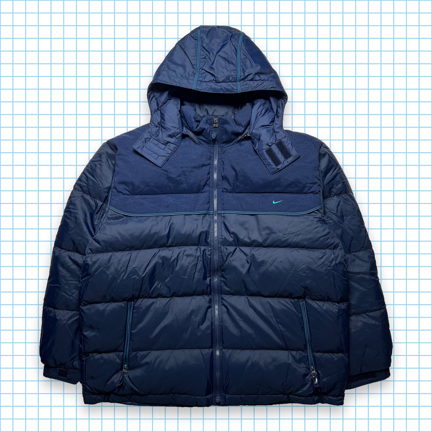 Vintage Nike Midnight Navy Mini Swoosh Puffer Jacket AW99' - Extra Large / Extra Extra Large