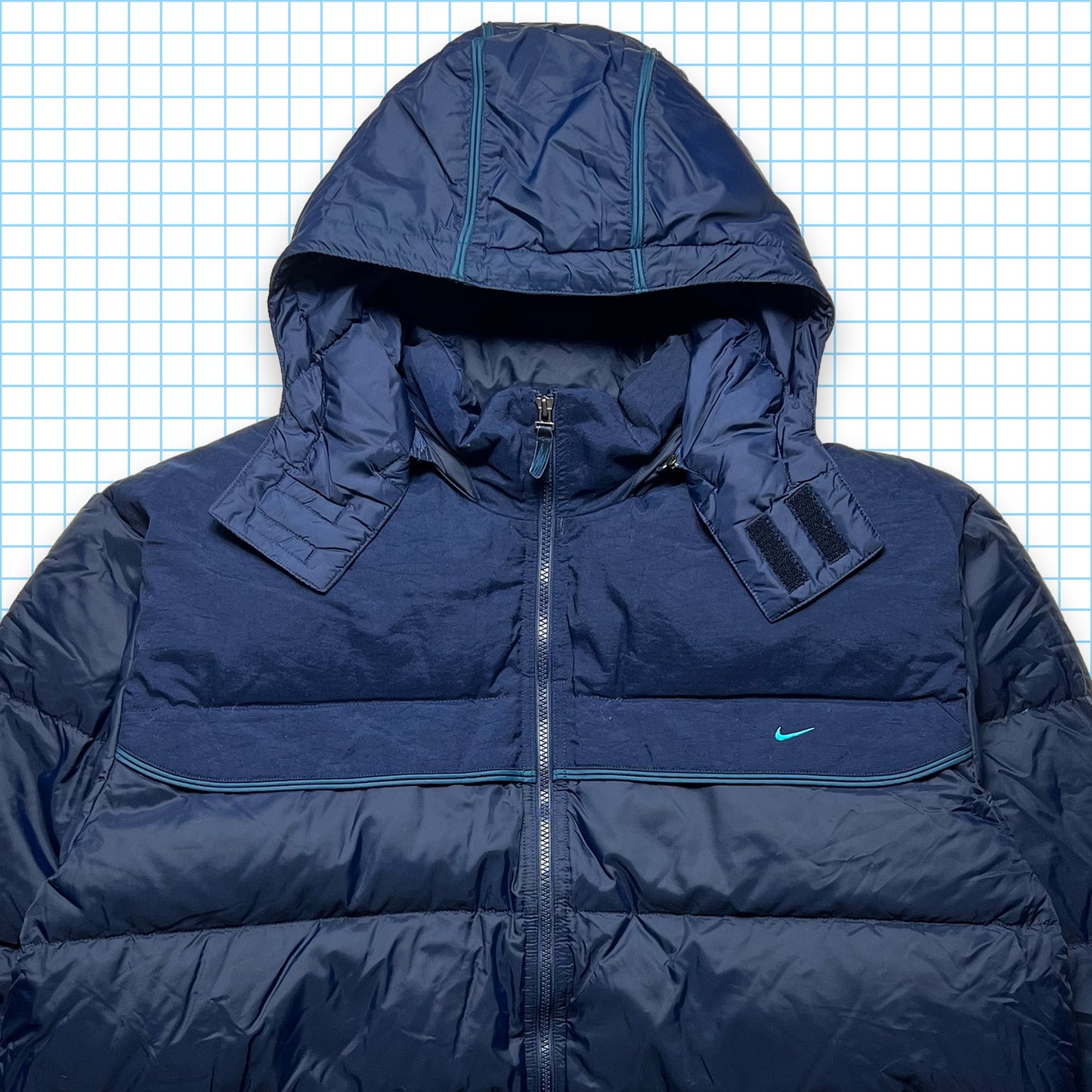 Vintage Nike Midnight Navy Mini Swoosh Puffer Jacket AW99' - Extra Large / Extra Extra Large