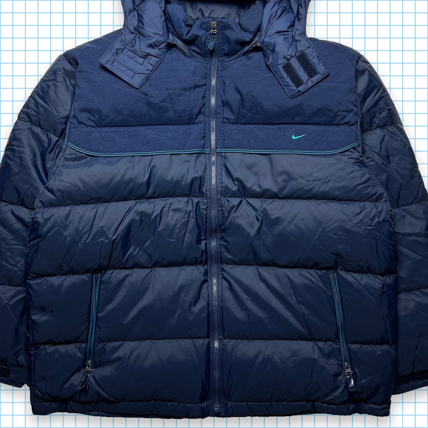 Vintage Nike Midnight Navy Mini Swoosh Puffer Jacket AW99' - Extra Large / Extra Extra Large