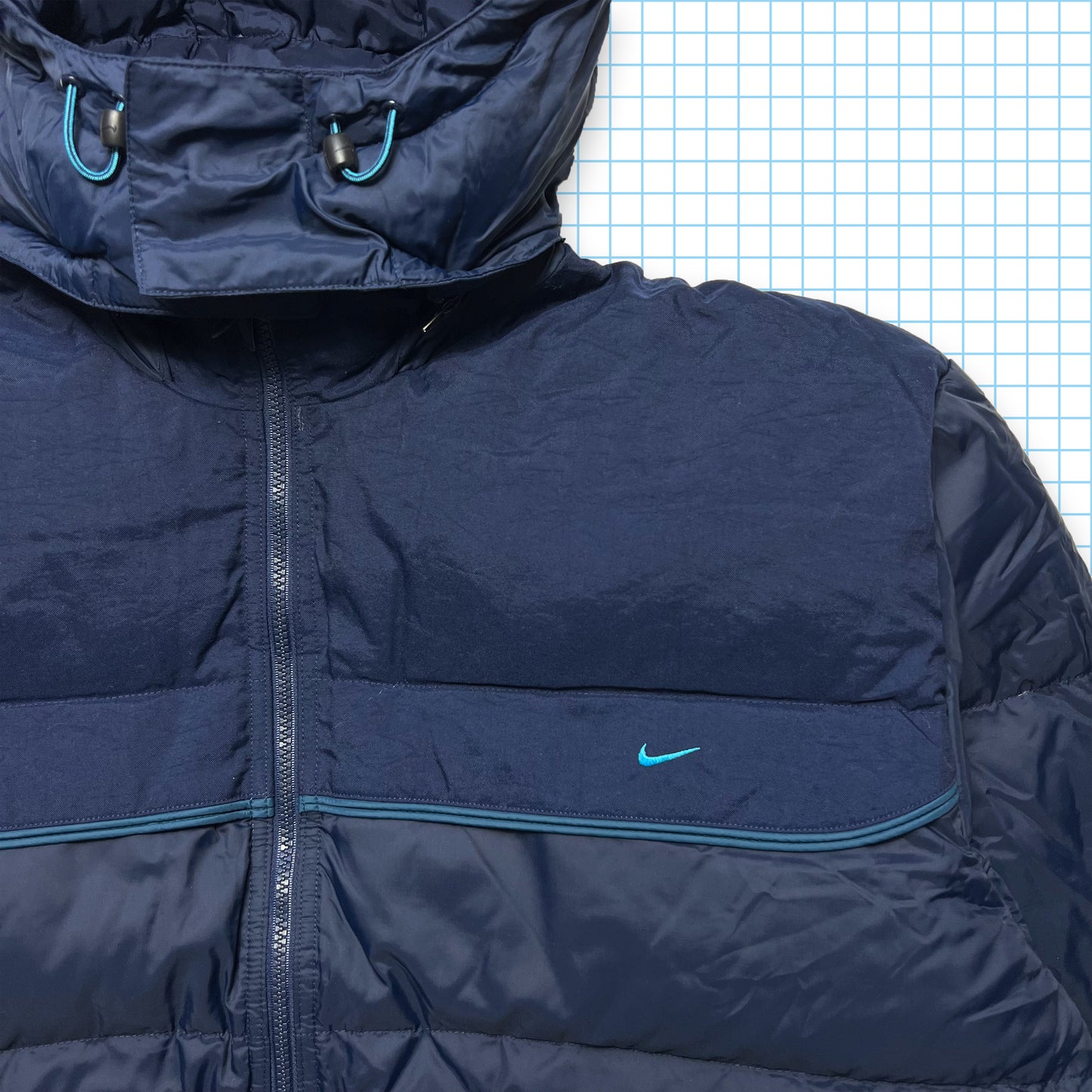 Vintage Nike Midnight Navy Mini Swoosh Puffer Jacket AW99' - Extra Large / Extra Extra Large