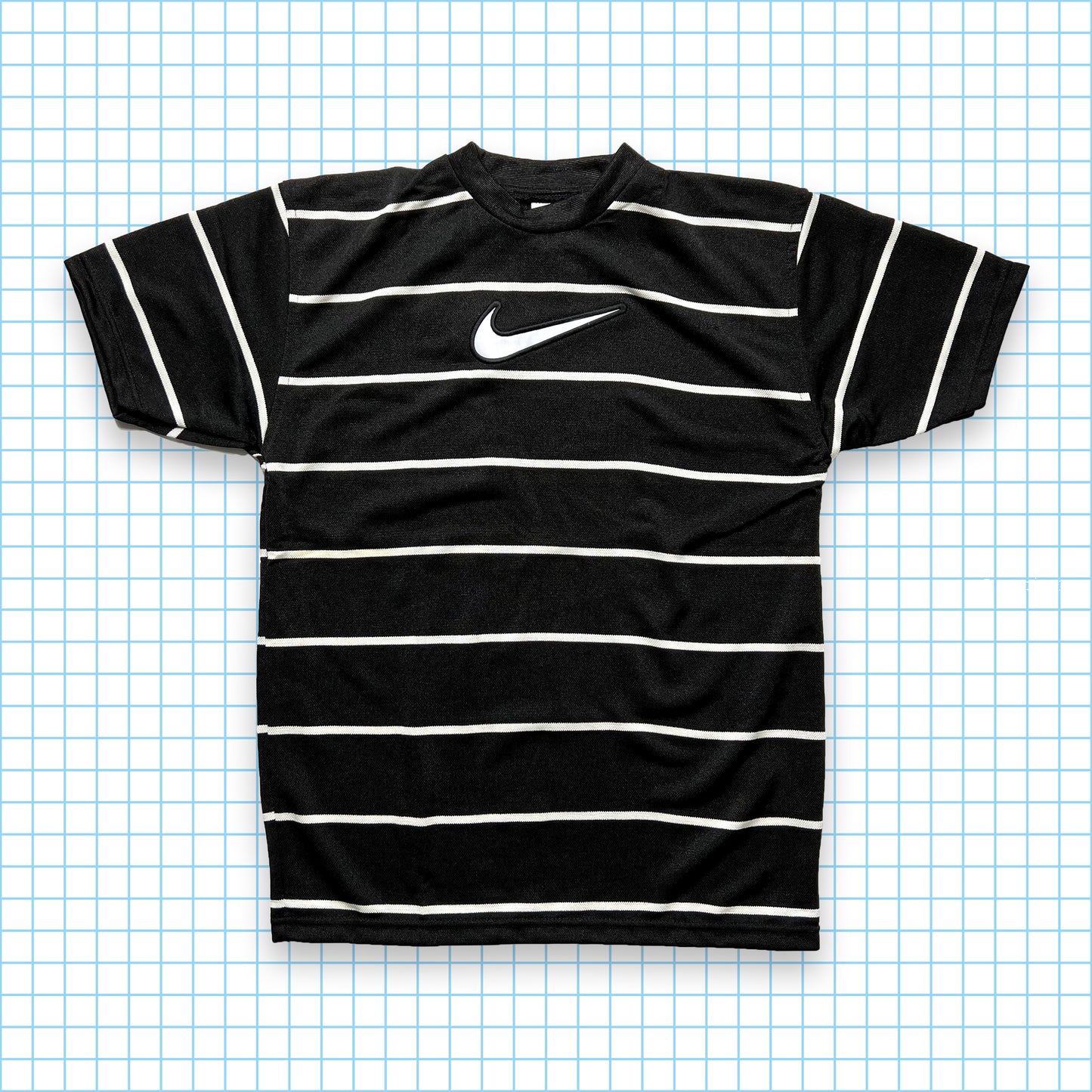 Vintage Nike Big Swoosh Striped Tee - Small