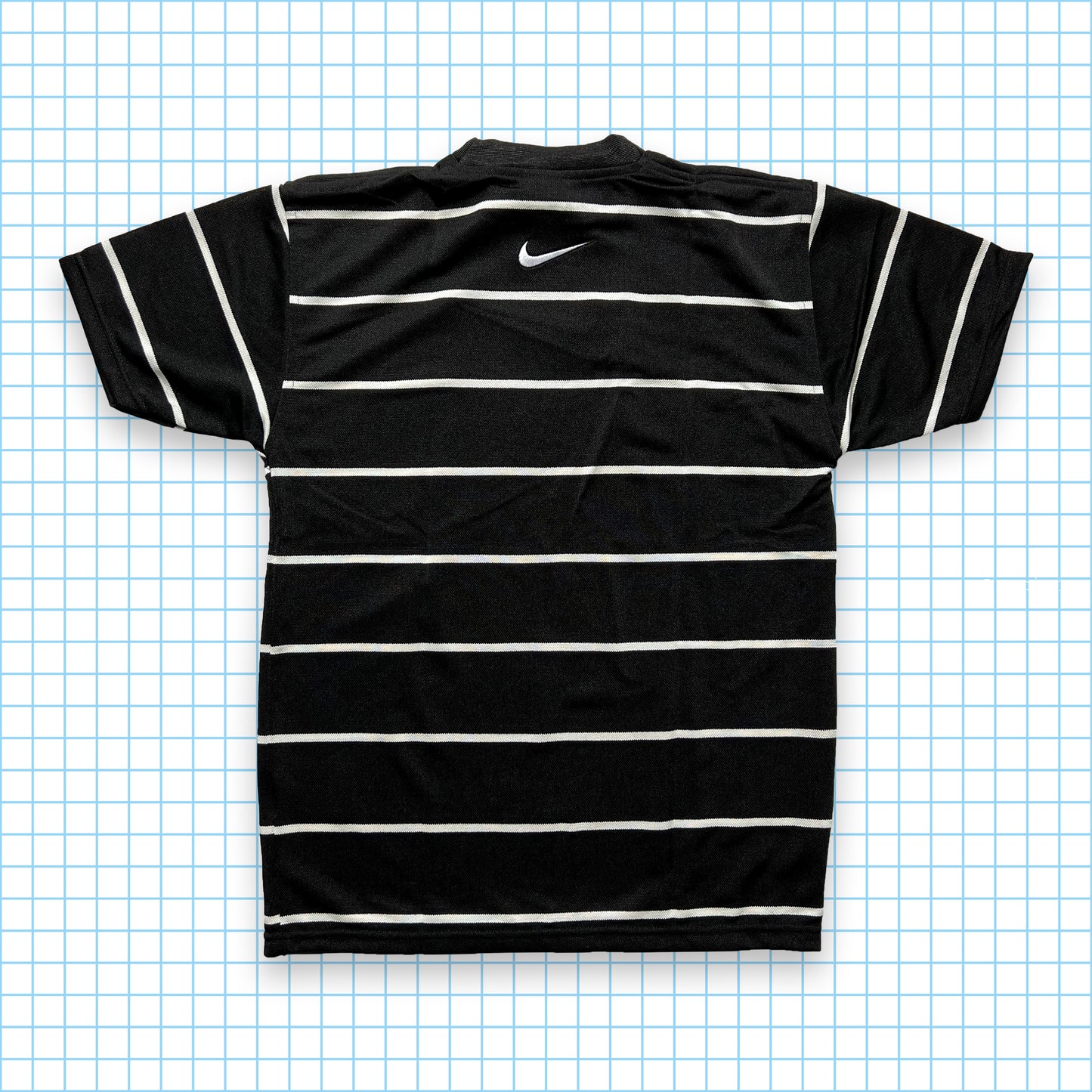 Vintage Nike Big Swoosh Striped Tee - Small
