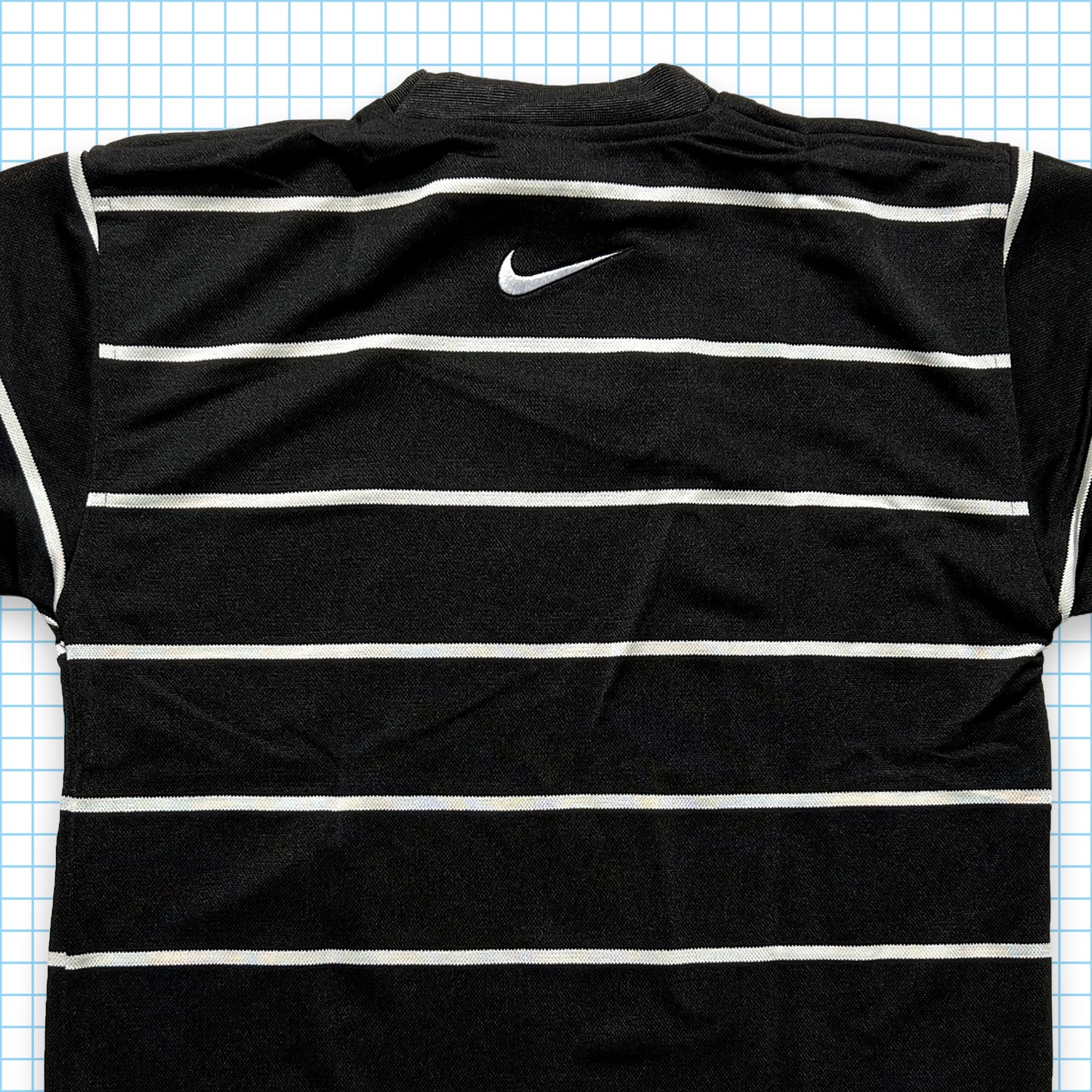 Vintage Nike Big Swoosh Striped Tee - Small
