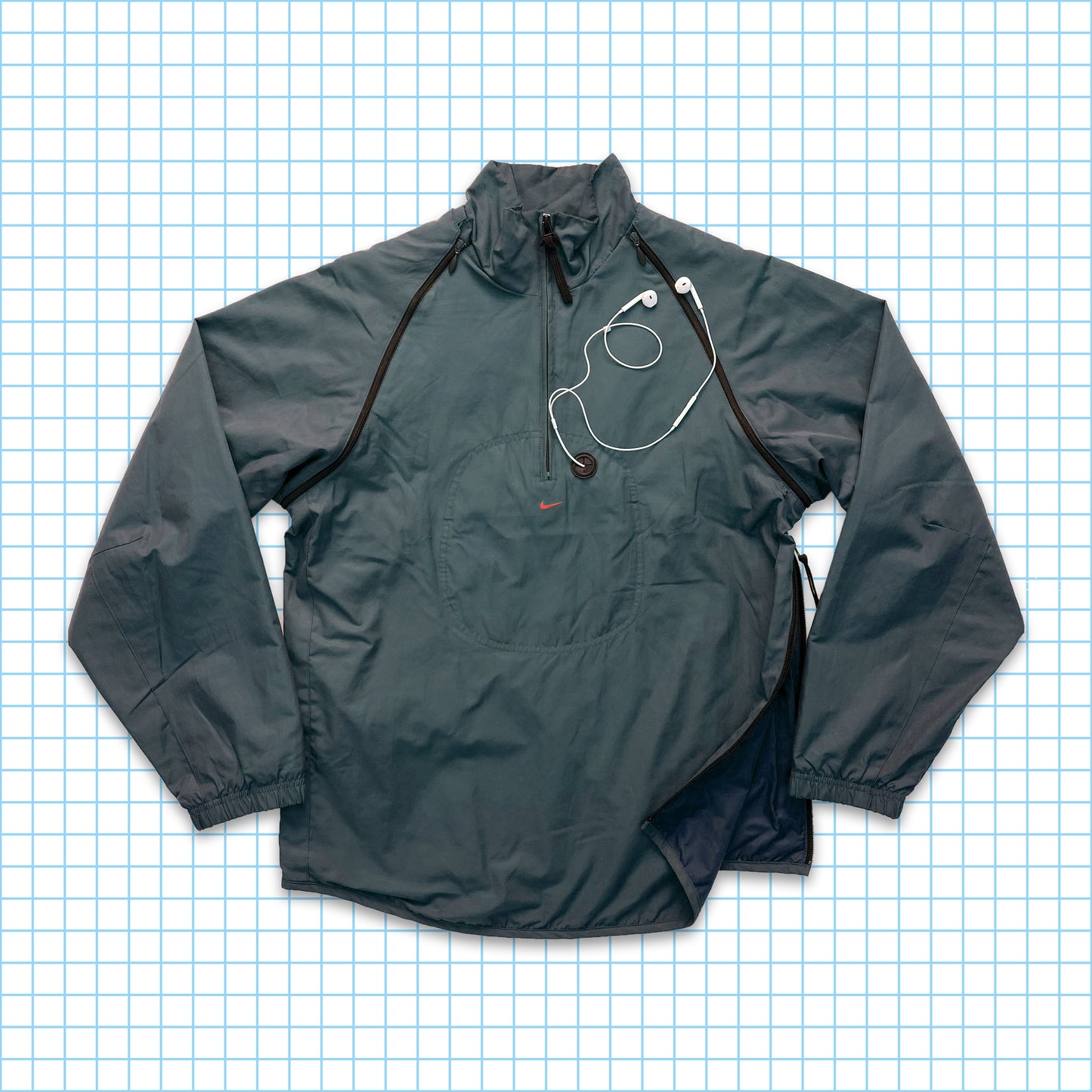 Vintage Nike Steel Blue 2in1 Convertible MP3 Jacket - Medium